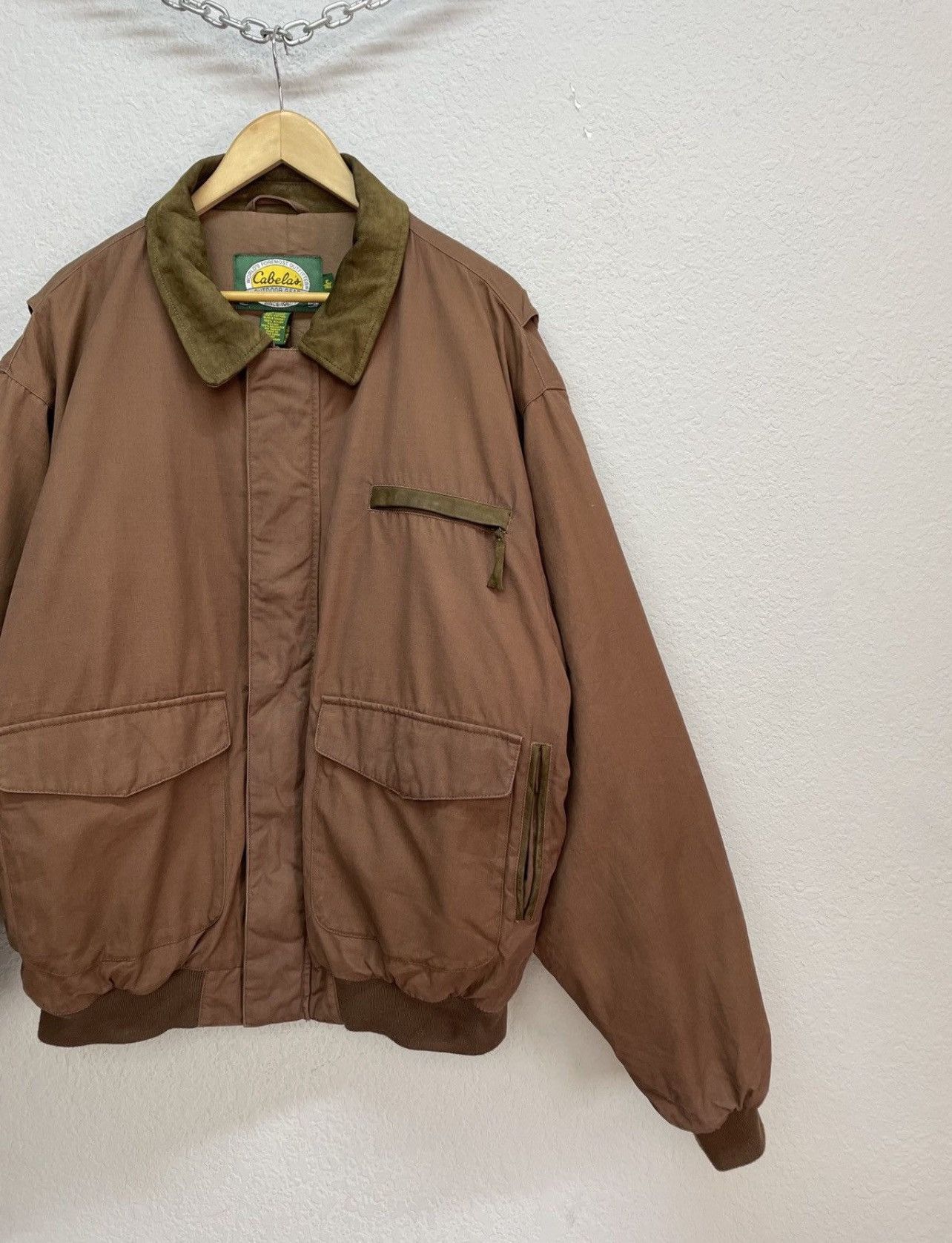 Schott Vintage y2k Avirex Vibe Cabelas Brown Nylon Leather Jacket Size US XL / EU 56 / 4 - 7 Thumbnail