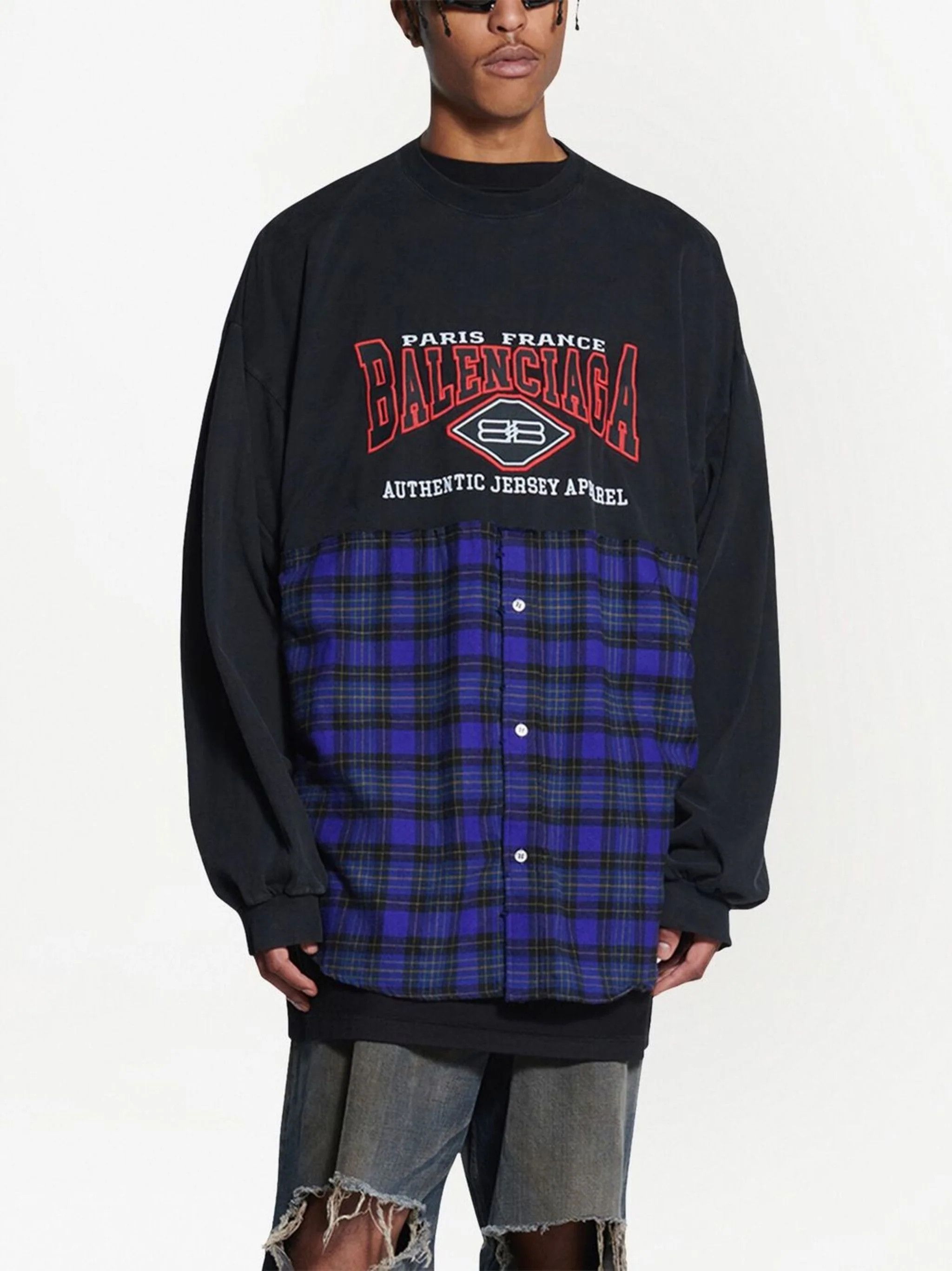 o1mt1gz0424 B Authentic Long Sleeve T-Shirt in Blue/Black