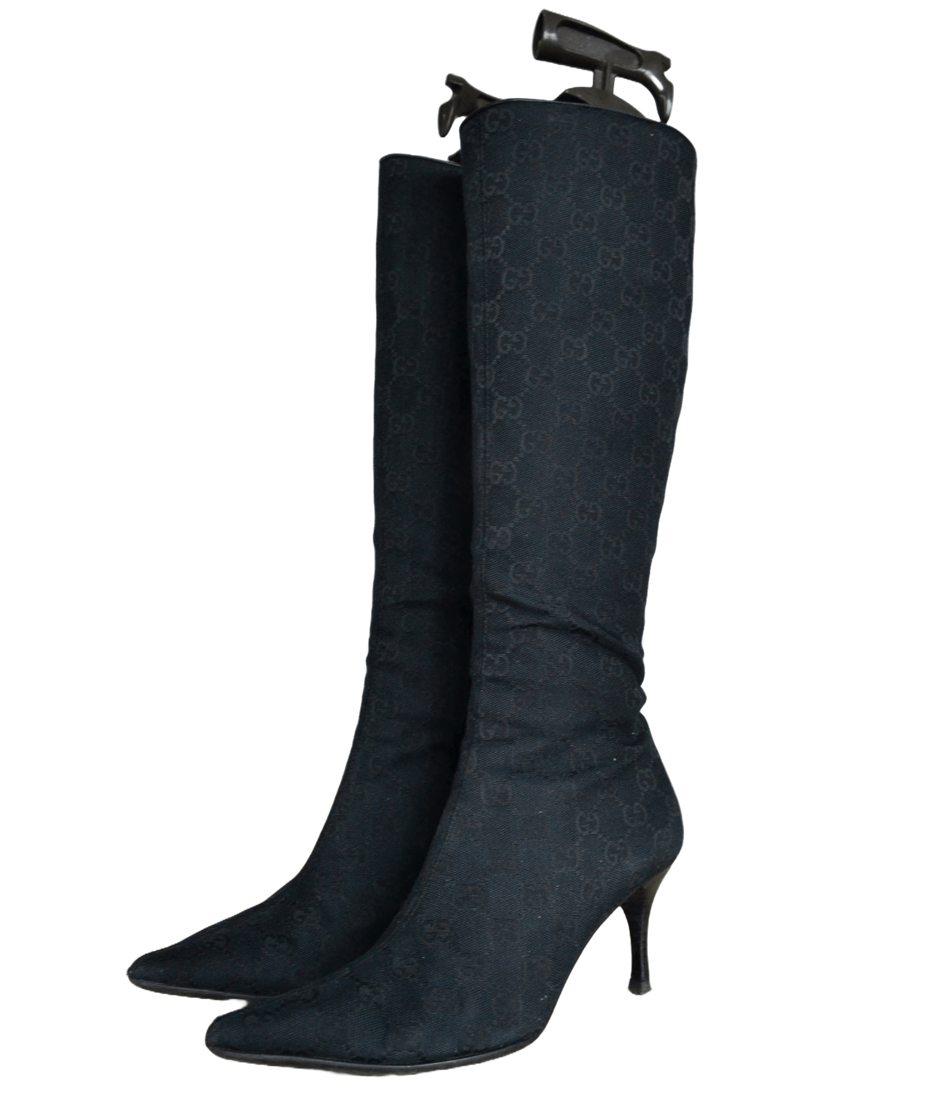 Gucci 🔴 GUCCI Heels Boots Monogram Black Tall GG Zip TOM FORD Size US 6 / IT 36 - 9 Thumbnail