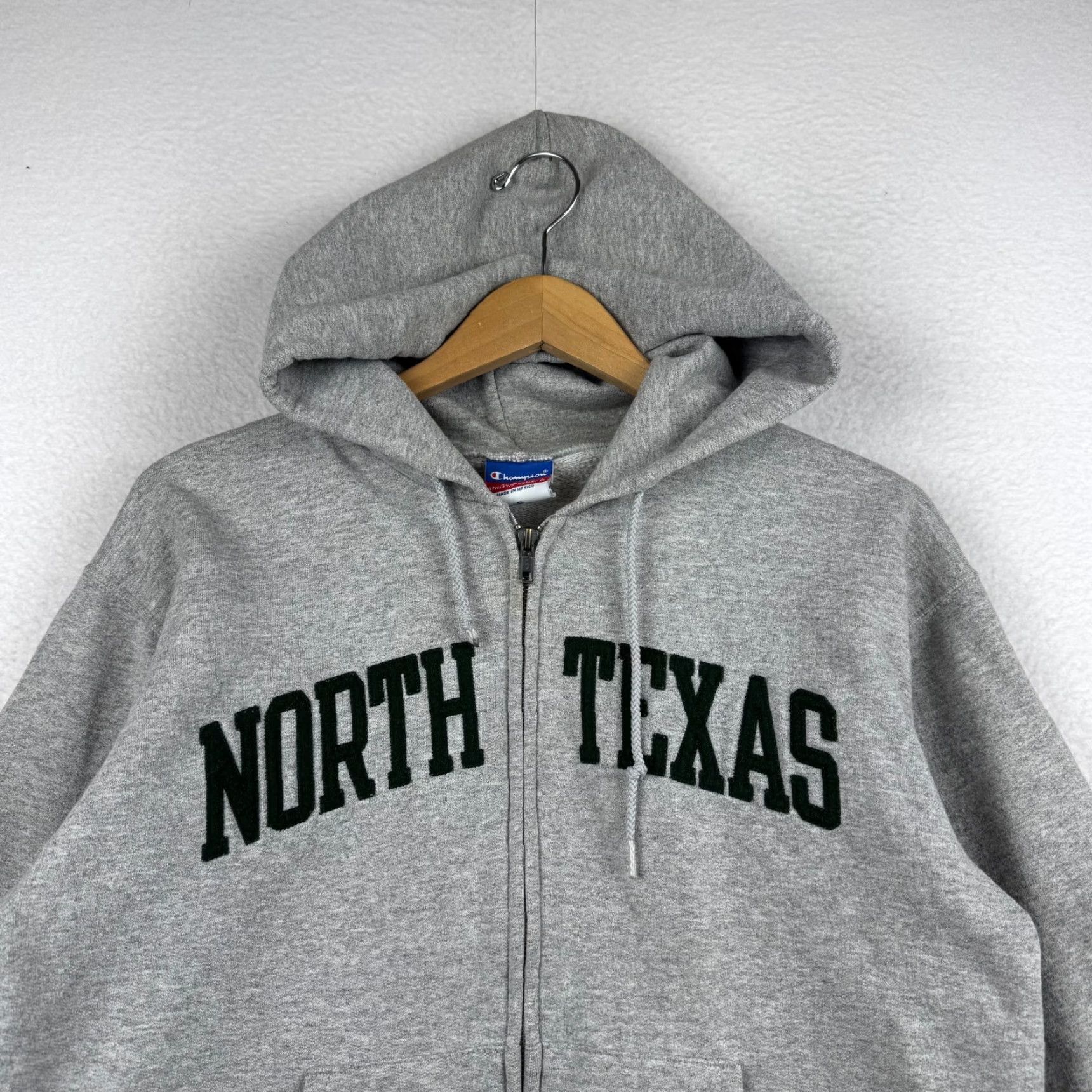 Champion VINTAGE Champion Hoodie North Texas Spell Out Zip Up Gray S Pullover Men Regular Size Small Zip Up Hoodie Jacket Size US S / EU 44-46 / 1 - 4 Thumbnail