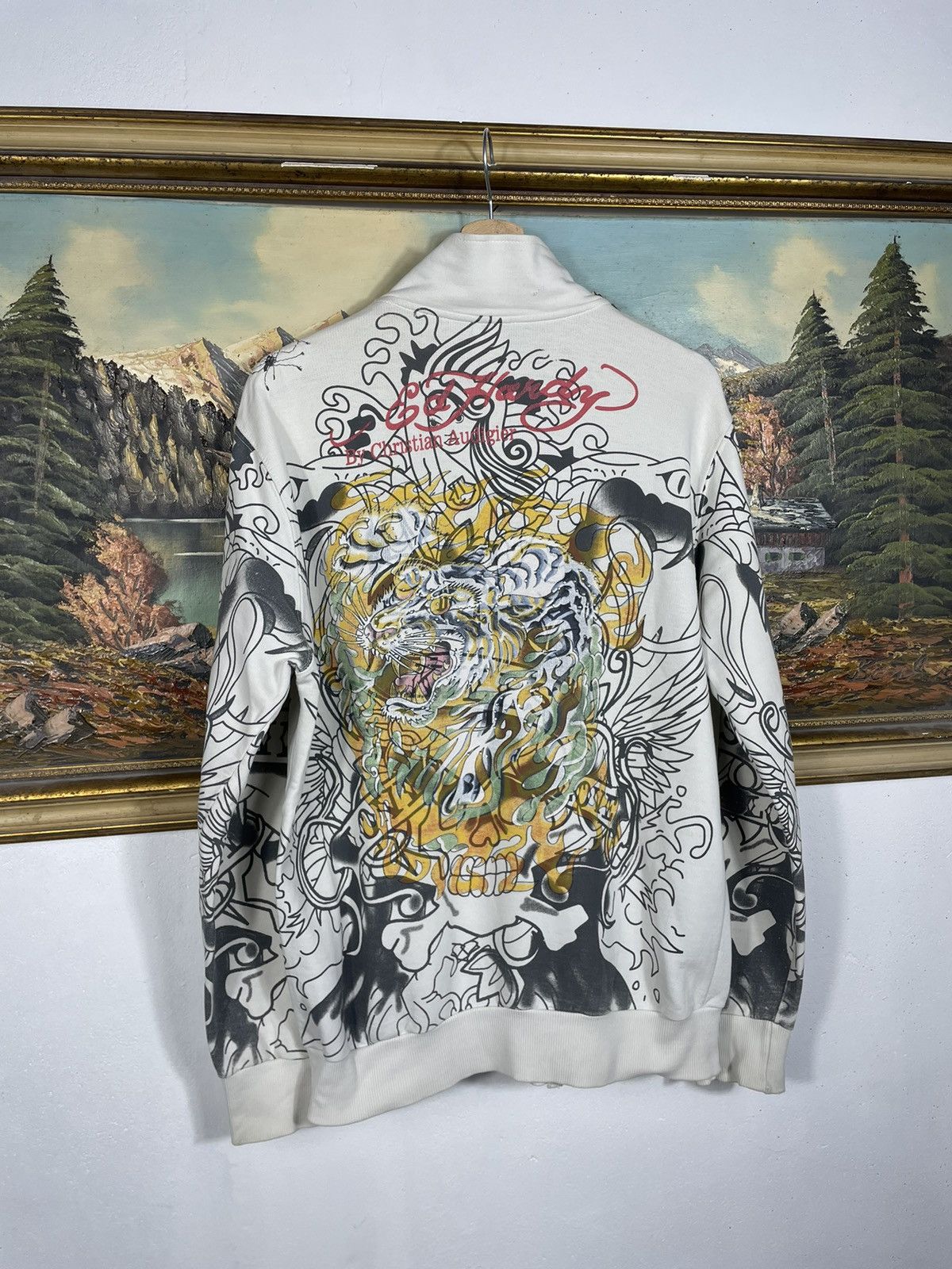 Christian Audigier × Ed Hardy × Vintage Ed Hardy Retro 00s Hoodie With Crystals Affliction Grunge Size L / US 10 / IT 46 - 6 Thumbnail