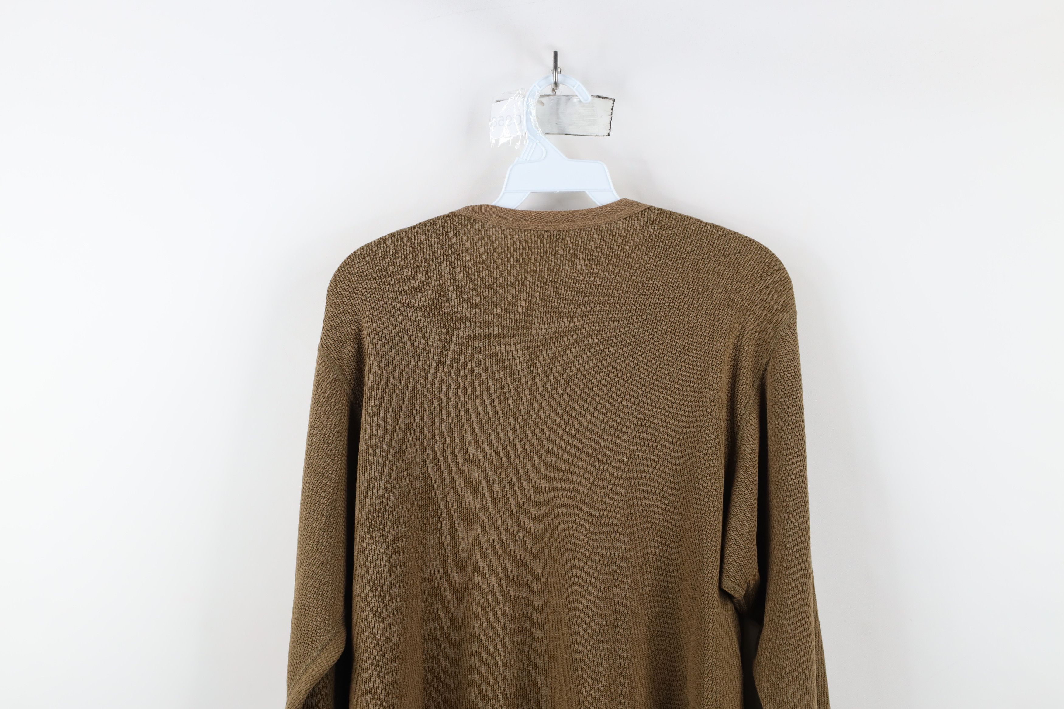 Vintage Vintage 90s Streetwear Thermal Waffle Knit T-Shirt Brown USA Size US XL / EU 56 / 4 - 12 Thumbnail