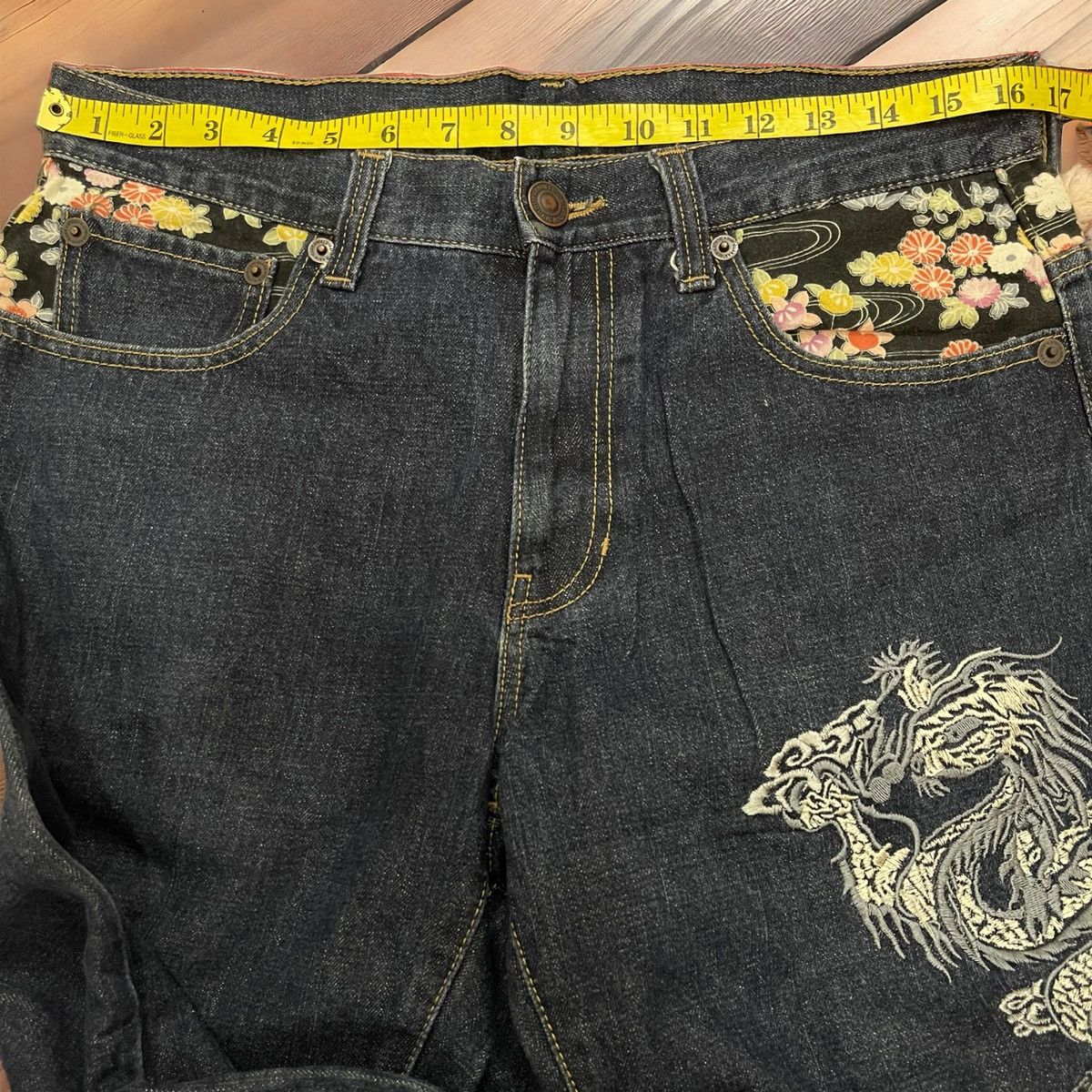 Japanese Brand × Vintage Vintage Japanese Brand Dragon Embroidery Denim Jeans Size US 33 - 6 Thumbnail
