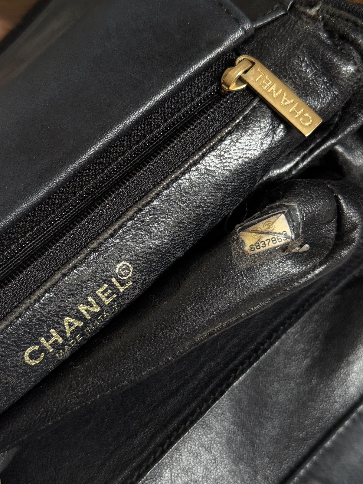 Chanel Chanel Vintage Chocobar Black Jersey Tote with chain straps Size ONE SIZE - 5 Thumbnail