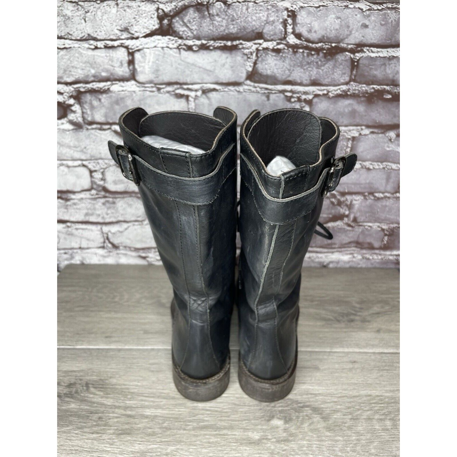 Madison Madison et cie blue Leather Combat Lace Up Buckle Boots Wome Size US 5.5 / IT 35.5 - 17 Thumbnail