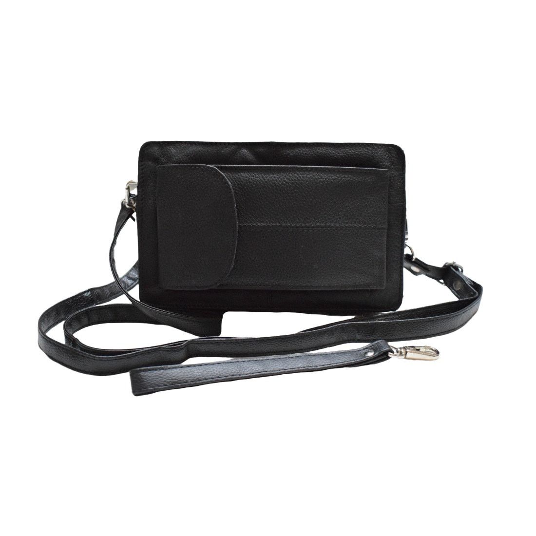 Handmade Women's Brand New Black Leather Crossbody Hand Clutch Bag Size ONE SIZE - 4 Thumbnail