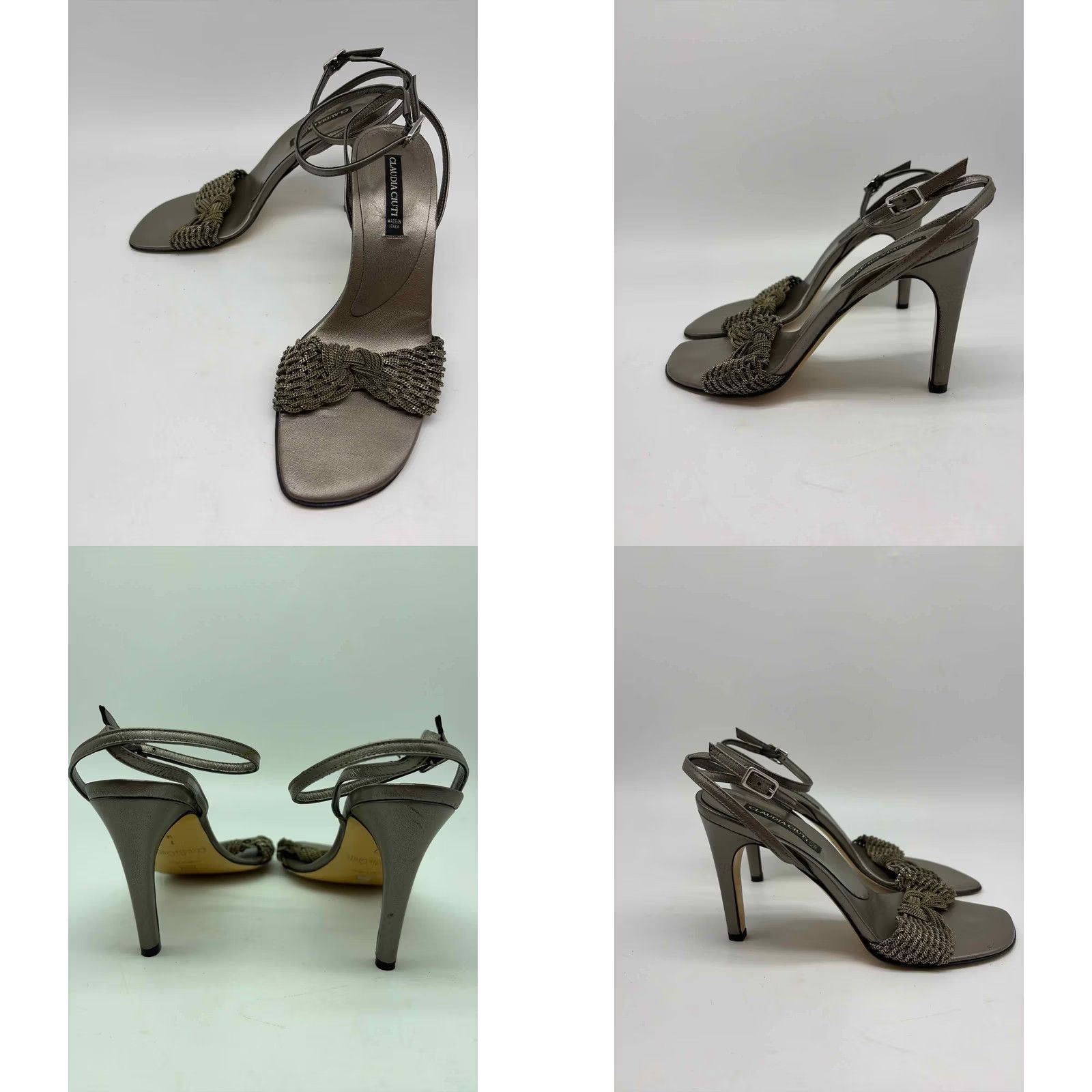 Vintage Claudia Ciuti Gray Size 7 Ankle Strap Heels Size US 7 / IT 37 - 8 Thumbnail