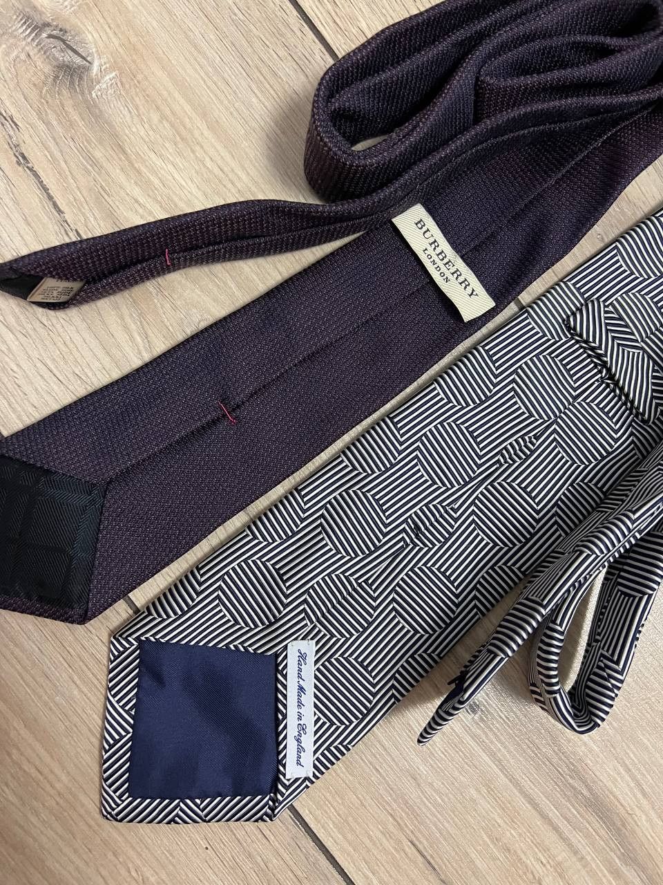 Burberry Lot of 2 Burberry London Tie Ties Hand Made Luxury Size ONE SIZE - 7 Thumbnail