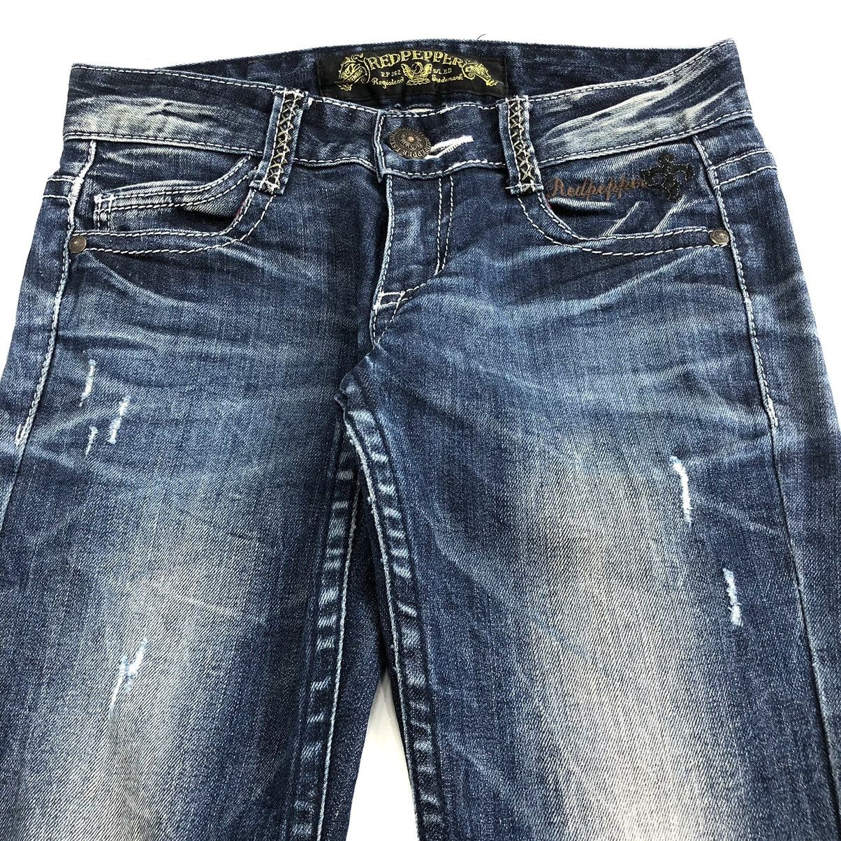 14th Addiction × If Six Was Nine × Japanese Brand Y2K Vintage Red Pepper Cross Punk Distressed Skinny Jeans Size 28" / US 6 / IT 42 - 17 Thumbnail