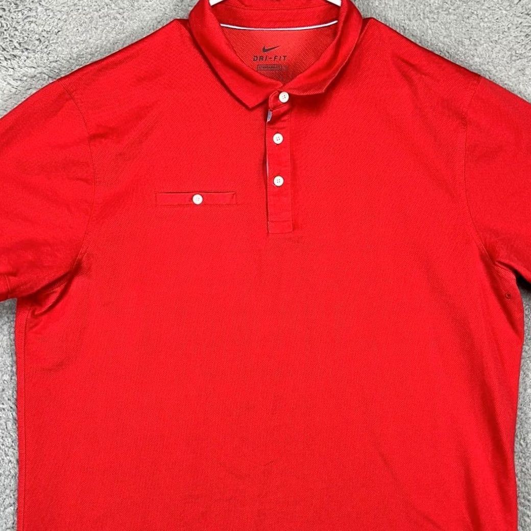 Nike Nike Dri-Fit Golf Polo Shirt Mens XL Red Metal Tab Standard Fit Pocket Rugby Size US XL / EU 56 / 4 - 2 Thumbnail