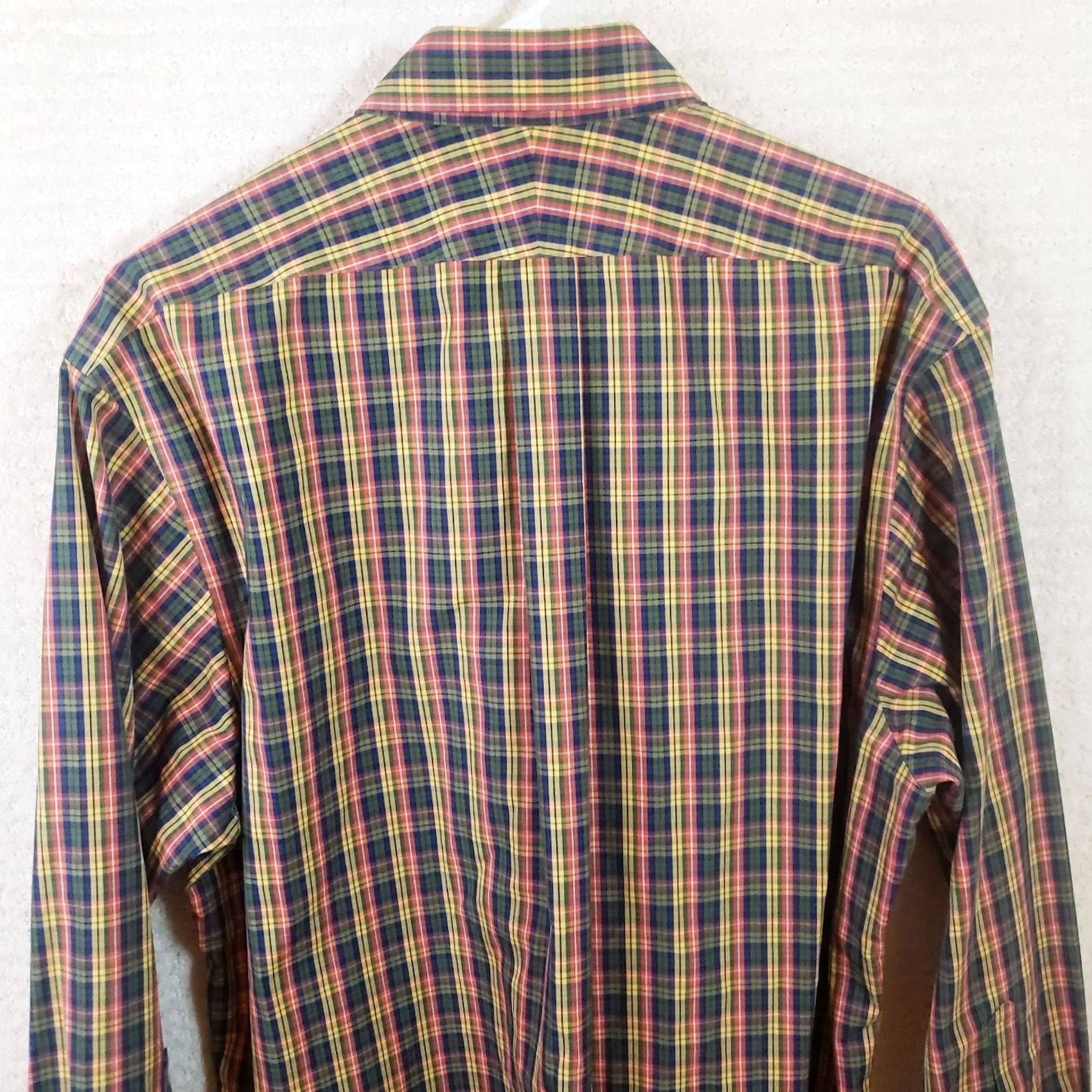 Lands' End Lands End Shirt Men's Red Green Yellow Plaid Button Down No Iron 17 34 Size US XL / EU 56 / 4 - 7 Thumbnail