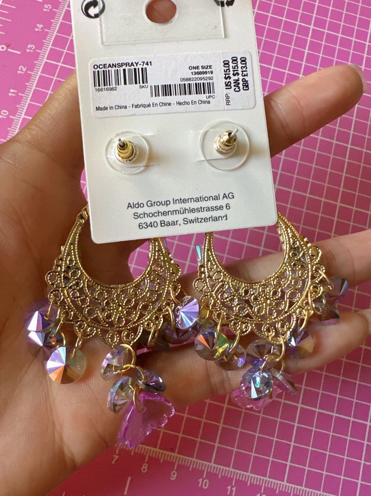 Aldo Aldo earrings transparent multicolor crystals flower paved Size ONE SIZE - 6 Thumbnail