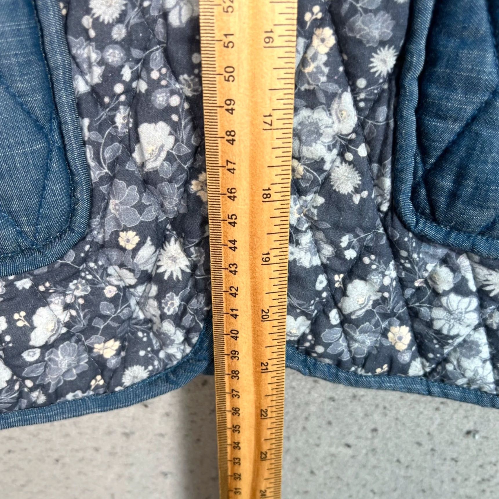 Vintage VEST Ophelia & Indigo Quilted Floral Blue/White Womens Large with Pockets Size L / US 10 / IT 46 - 6 Thumbnail