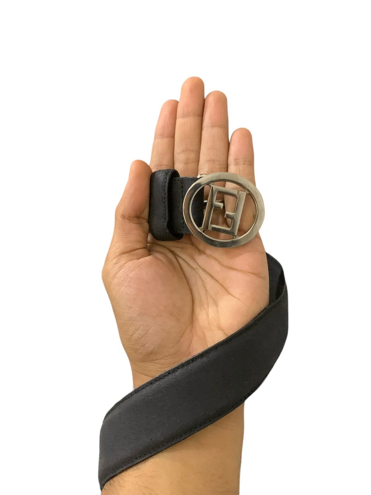 Fendi Vintage FENDI Men FF Interlocking Black Suede Leather Belt Size ONE SIZE - 2 Thumbnail