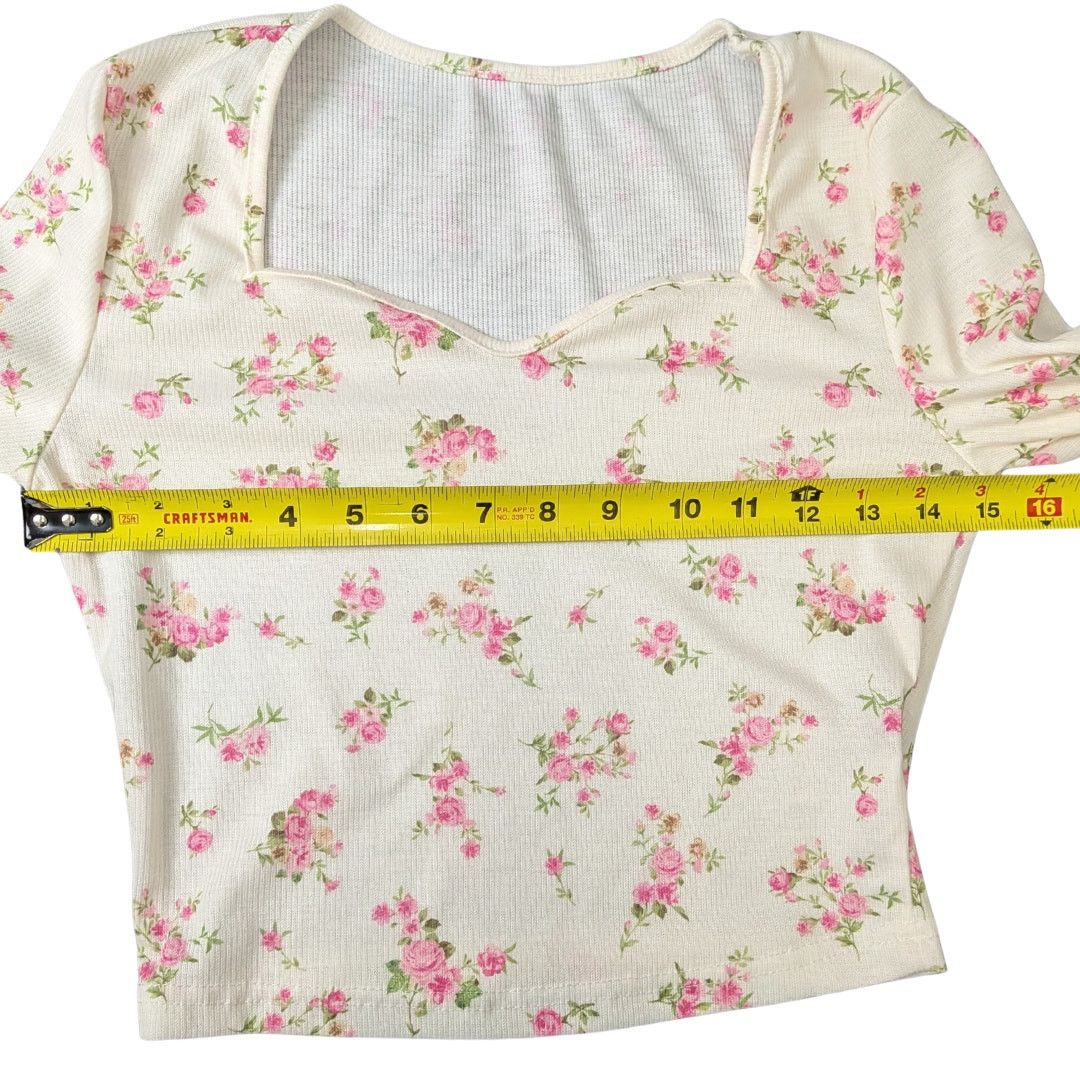 Shein Shein Cottagecore V-Scoop Neck Floral Top | Women's XS Size XS / US 0-2 / IT 36-38 - 4 Thumbnail