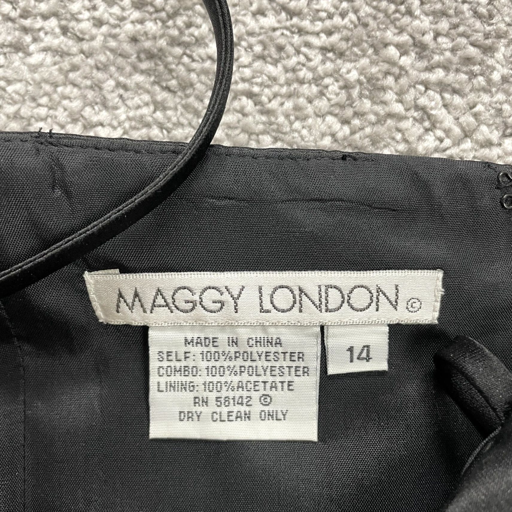 MAGGY LONDON Maggie London Dress Womens 14 Midi Cocktail Black Bow Sweetheart Spaghetti Party Size XL / US 12-14 / IT 48-50 - 5 Thumbnail