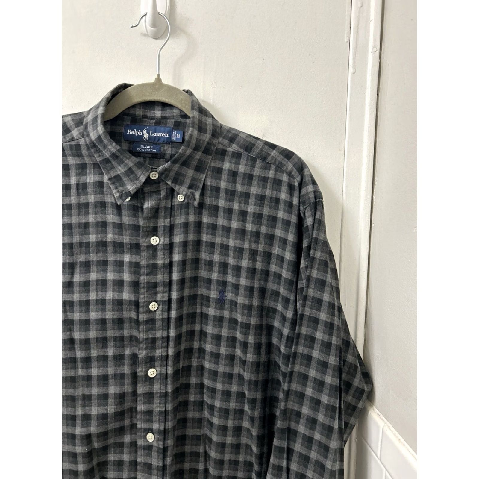 Ralph Lauren VTG Ralph Lauren Blake Shirt Mens Medium Gray Black Plaid Cotton Button Down L/S Size US M / EU 48-50 / 2 - 4 Thumbnail