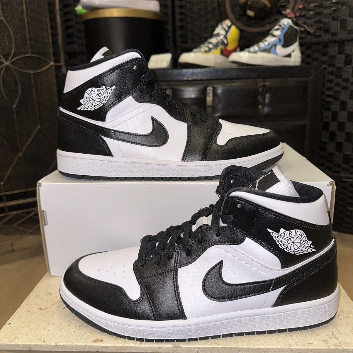 image of Size 11W - Jordan 1 Mid Panda Shoes in White, Women's