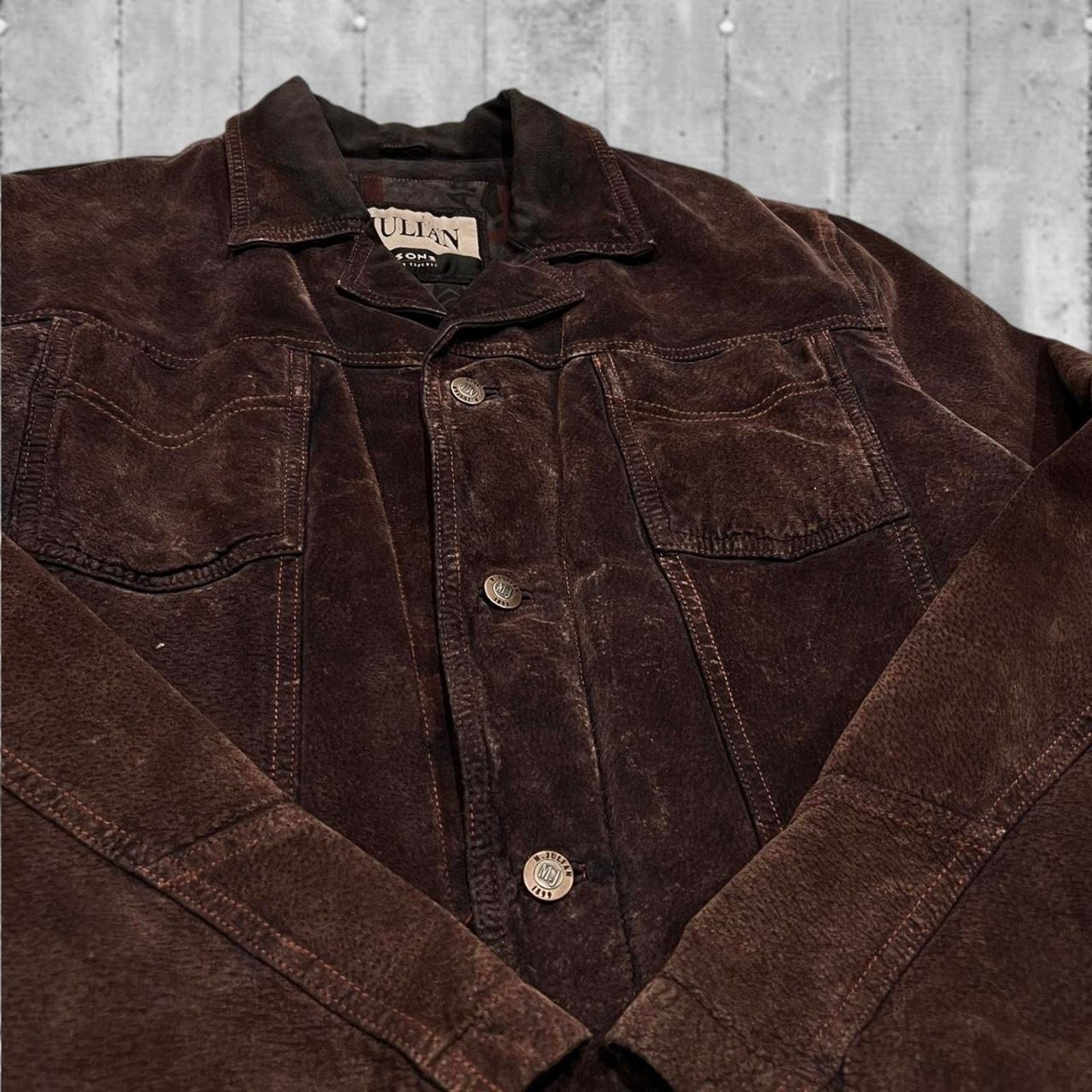 Other M. Julian Vintage (90’s) Distressed Button-Up Suede Jacket Size US L / EU 52-54 / 3 - 2 Thumbnail