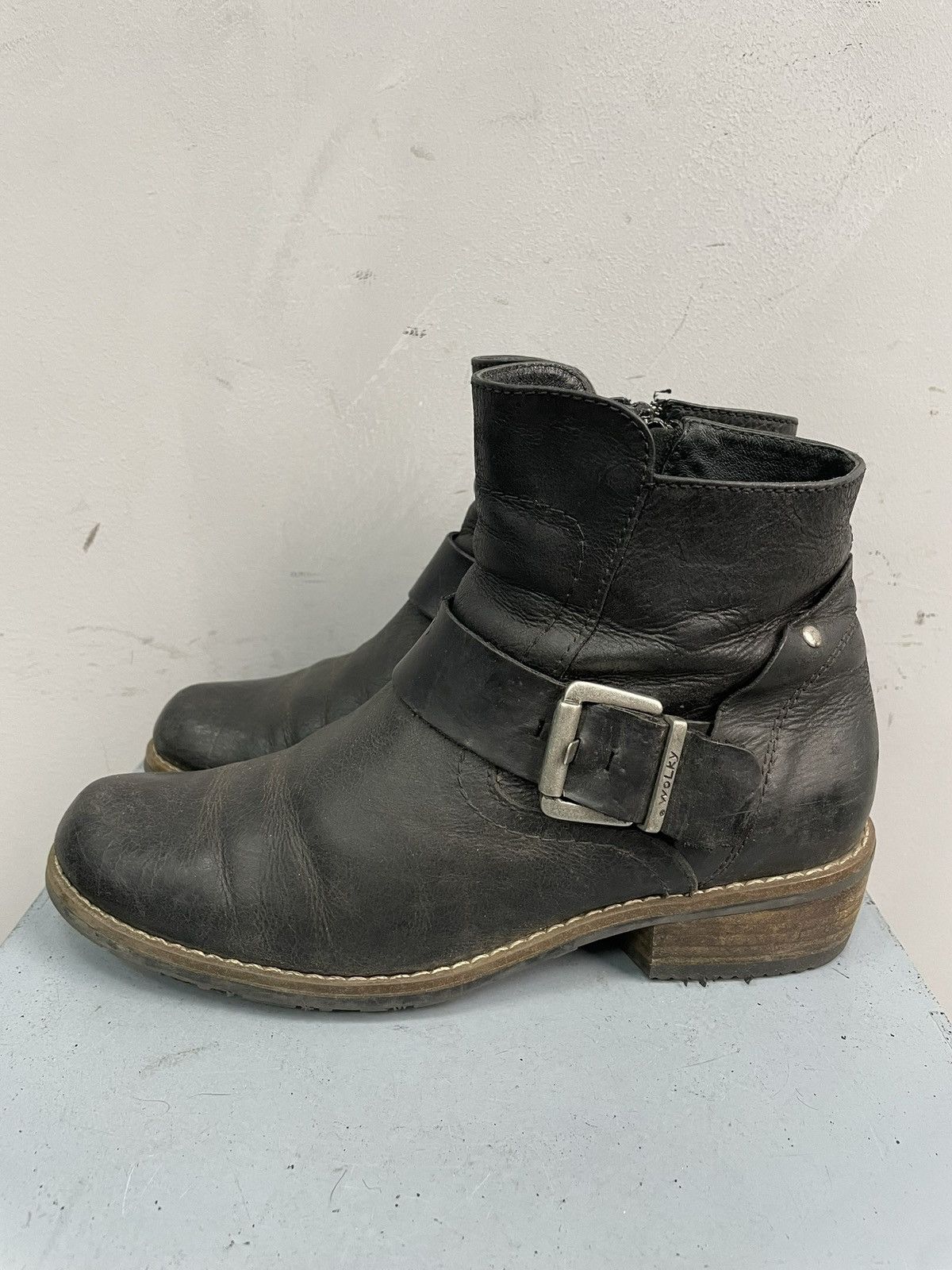 A.S.98 Western 90s Leather Buckle Ankle Boots Workwear Style Size US 7.5 / EU 40-41 - 5 Thumbnail