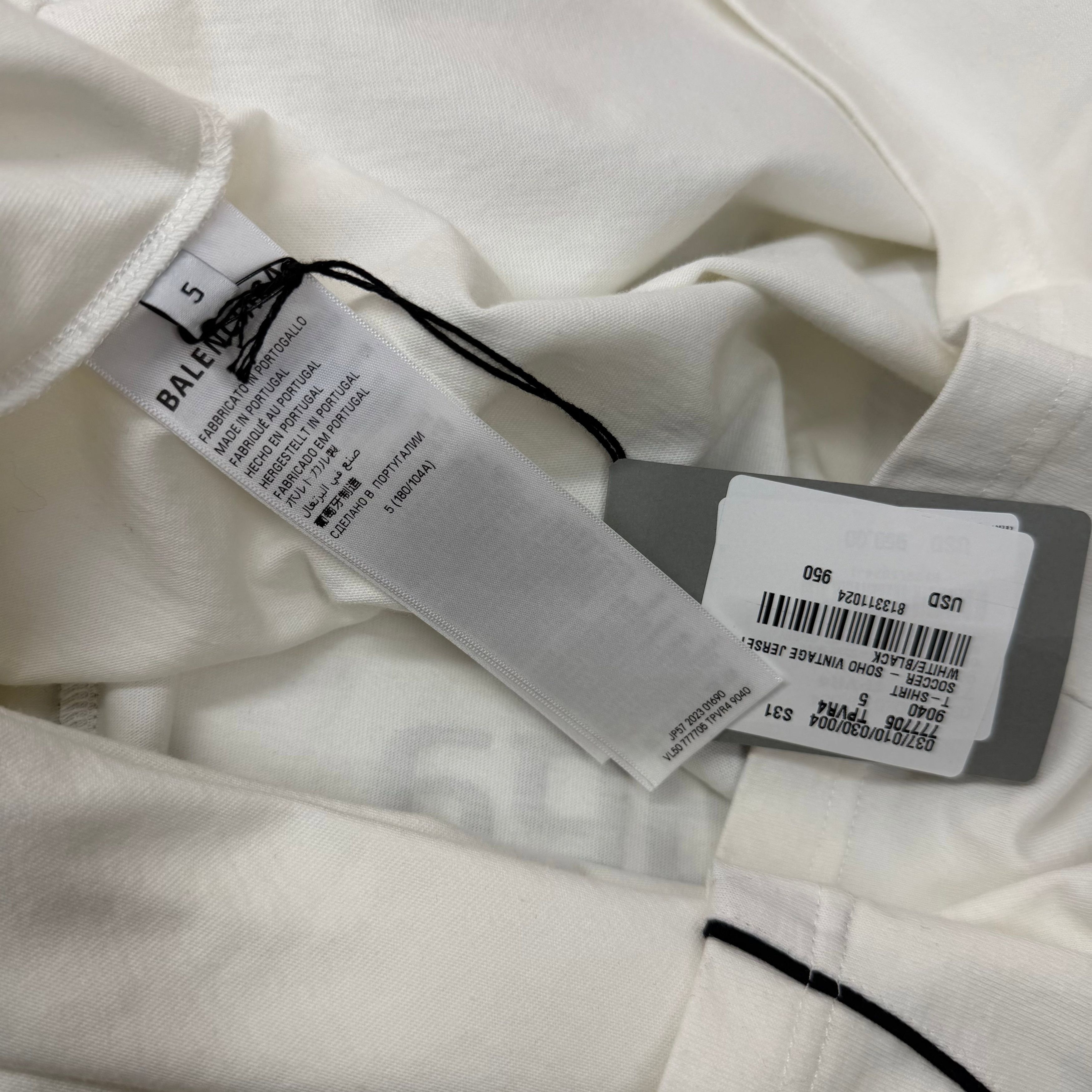 Balenciaga Balenciaga Soho Oversized Soccer Shirt White 5 (XXXXL) Size US XXL / EU 58 / 5 - 5 Thumbnail