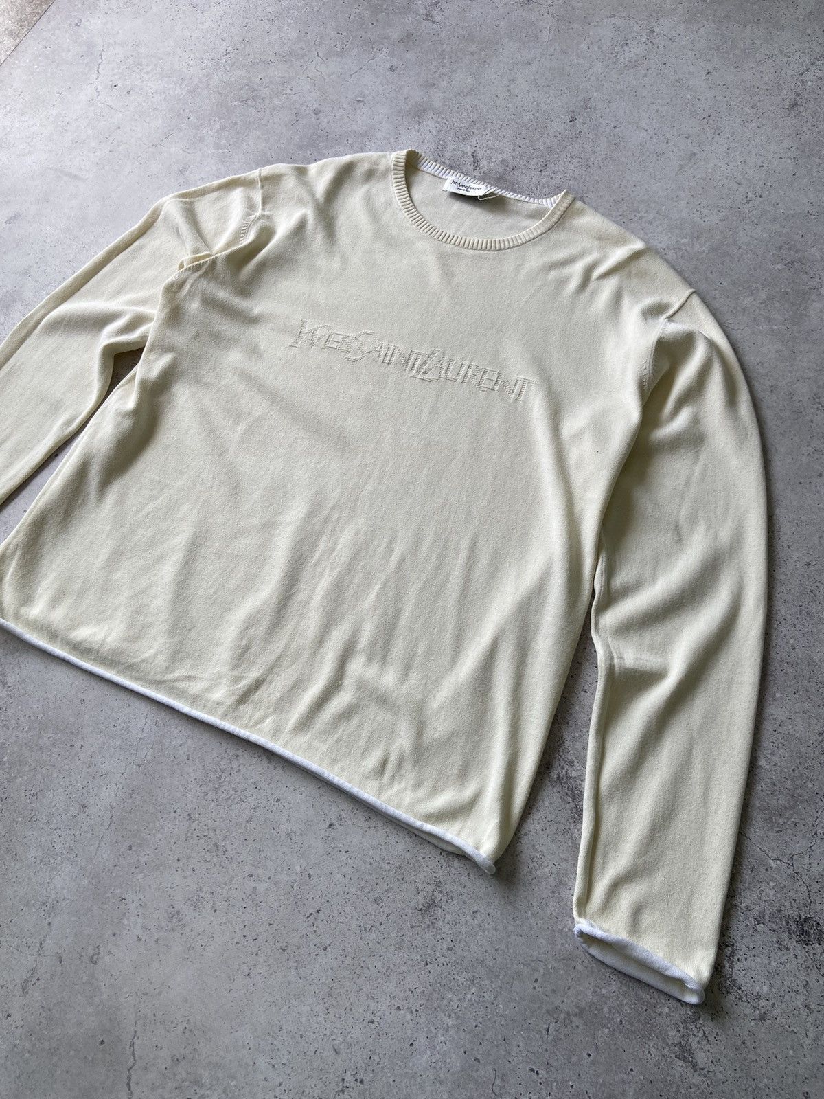 Vintage × Yves Saint Laurent Yves Saint Laurent Vintage Embroidered Big Logo Sweater Size US XL / EU 56 / 4 - 1 Thumbnail