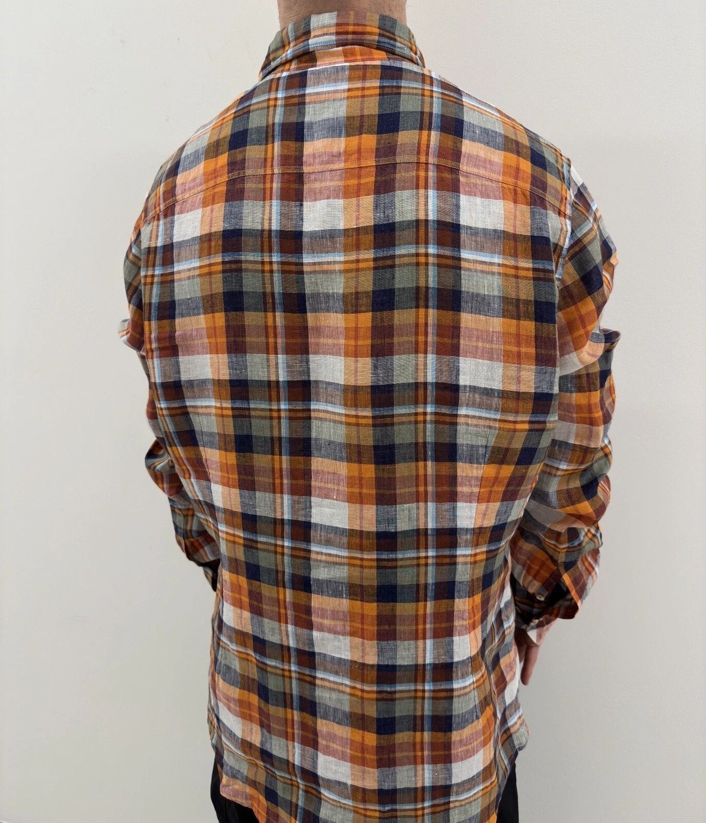 Strenstroms Stenströms Stenstroms Linen Plaid Checked Shirt Mens Buttons Size US L / EU 52-54 / 3 - 7 Thumbnail