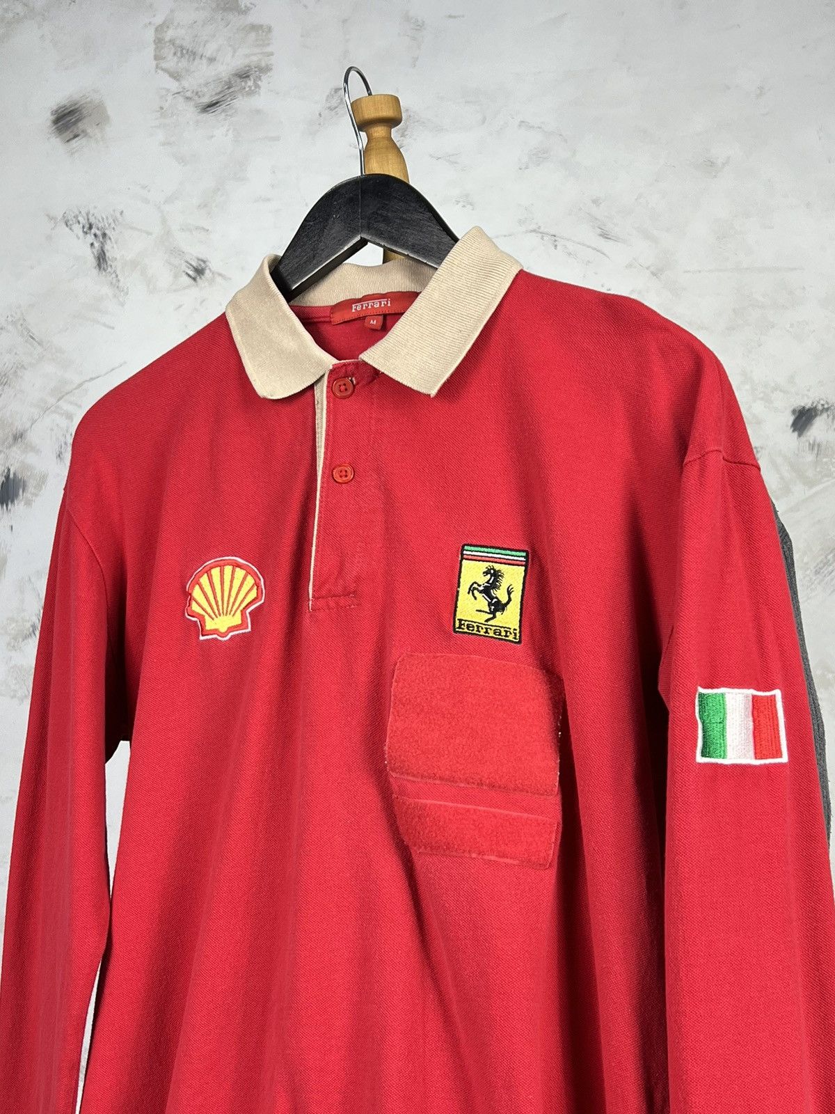 Ferrari Vintage Ferrari Shell Long Sleeve Polo Shirt Size M Size US M / EU 48-50 / 2 - 3 Thumbnail