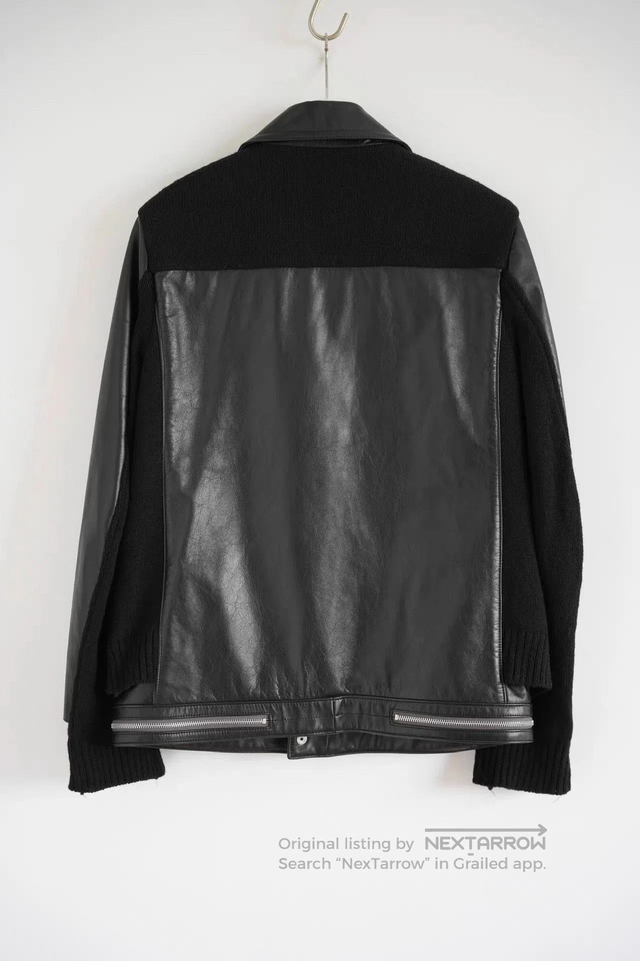 Undercover Black Leather Sleeved Knit Moto Jacket. Size US XL / EU 56 / 4 - 2 Thumbnail