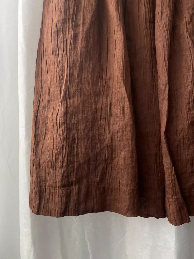 Comme des Garcons Comme des Garcons size os 70s-80s linen pleated skirt skir Size 29" - 4 Thumbnail