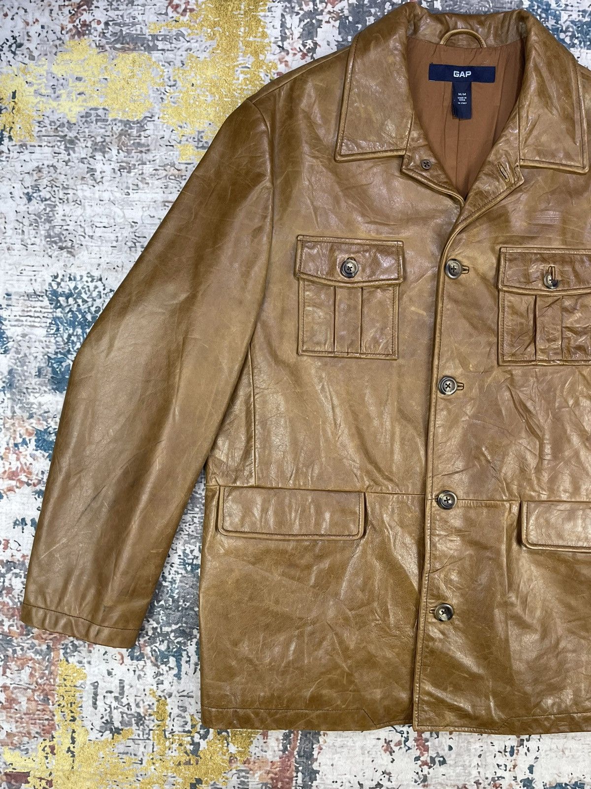 Gap Y2k🔥Vintage GAP Cowhide Four Pocket Leather Jacket Size US M / EU 48-50 / 2 - 3 Thumbnail