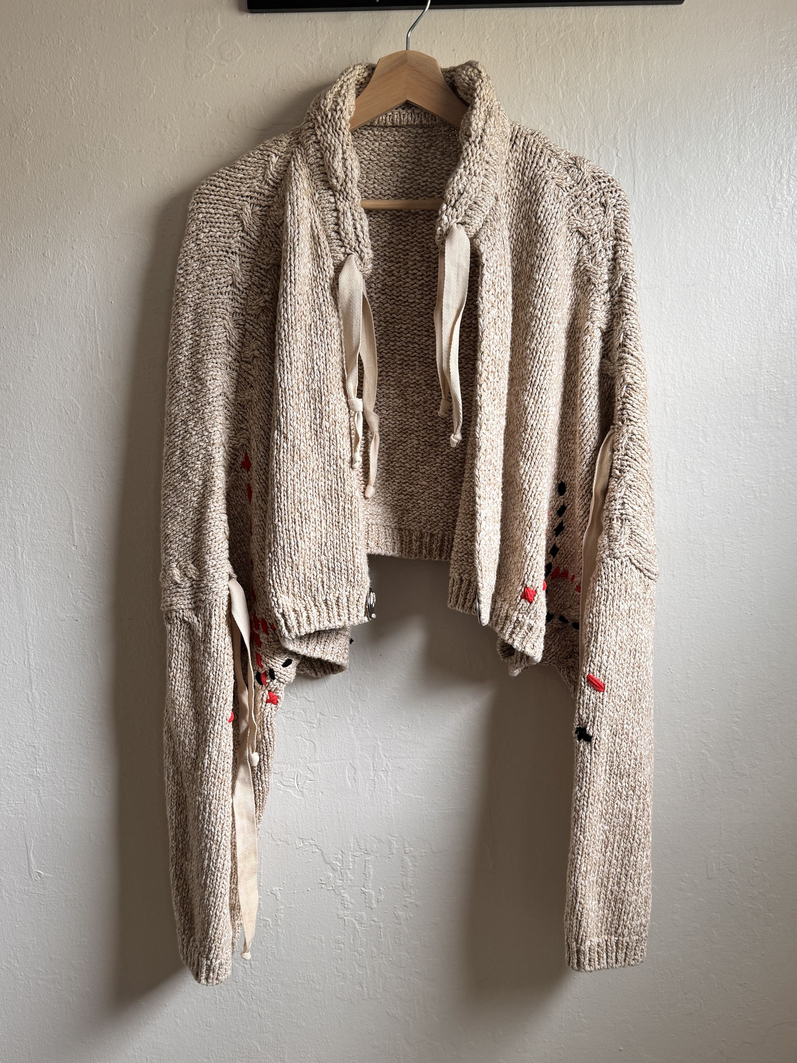 image of J W Anderson S/s 2016 Runway Heavy Cardigan in Oatmeal, Men's (Size Medium)