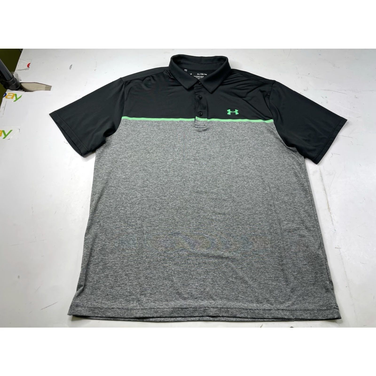 Under Armour Under Armour The Playoff Polo Mens XL Black/Green Stripe Short Sleeve Golf Shirt Size US XL / EU 56 / 4 - 2 Thumbnail