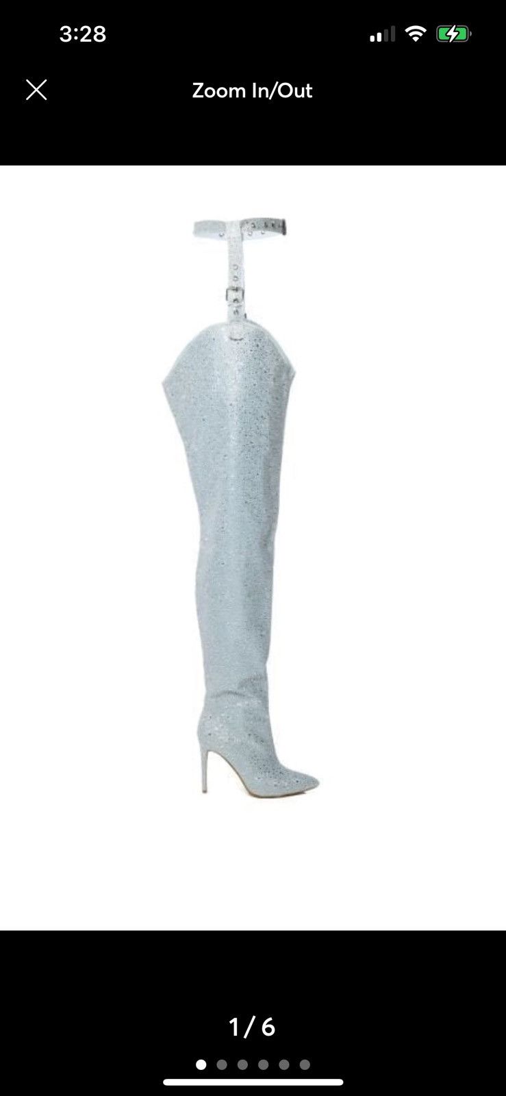 Other Denim Thigh High Rhinestone Chaps Style Boots Size US 10 / IT 40 - 5 Thumbnail