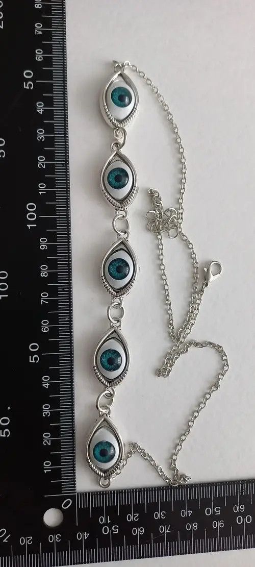 VIBE Streetwear Eye Trippy Evil Jewerly Necklace Chain Art Silver Size ONE SIZE - 5 Thumbnail