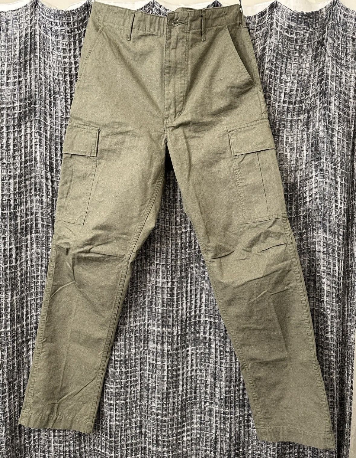 image of Orslow Slim Fit 6 Pockets Cargo Pants Ripstop Army Green W30, Men's