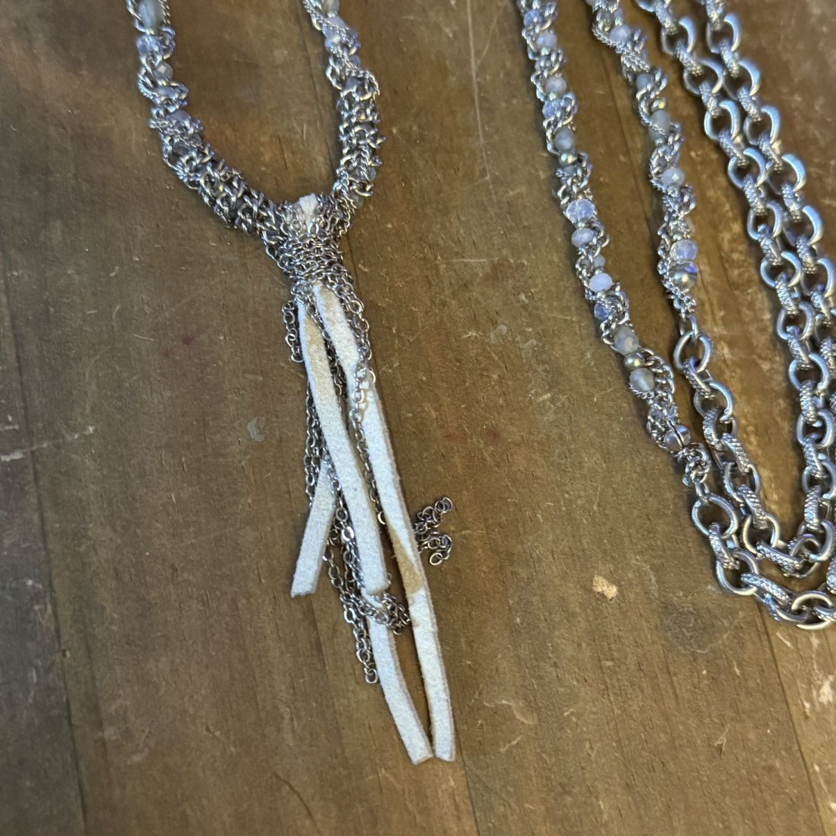 Loft Loft long woven silver tone suede tassel necklace Size ONE SIZE - 4 Thumbnail