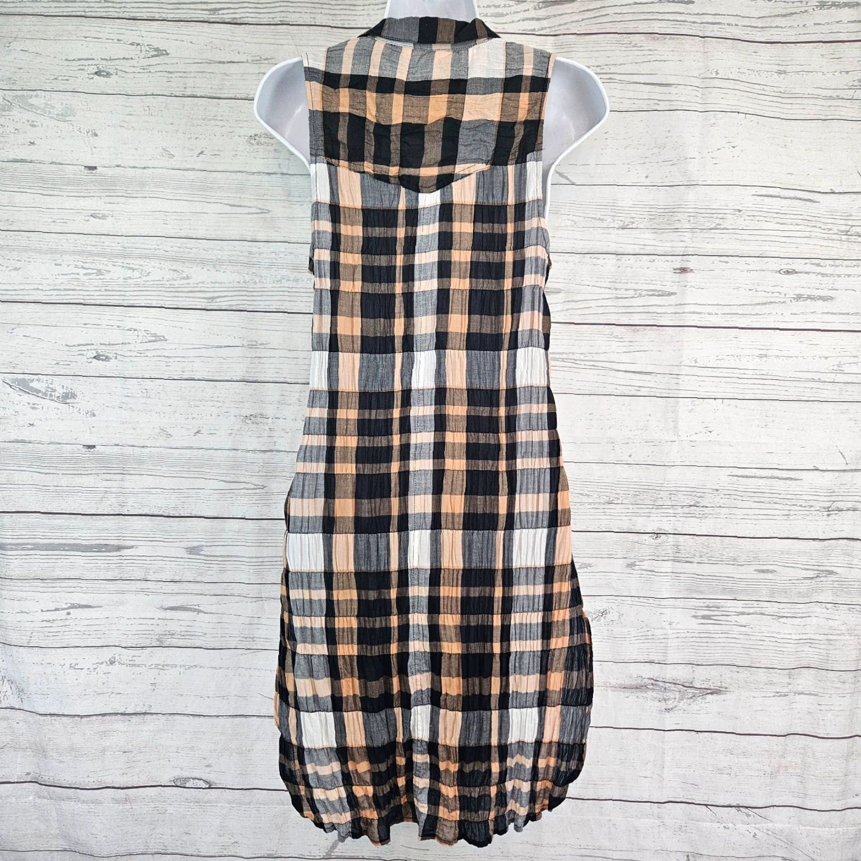 Vintage Holding Horses Sunlit Plaid Tunic Womens Sz 6 Blue Sleeveless Button Front Shirt Size M / US 6-8 / IT 42-44 - 4 Thumbnail