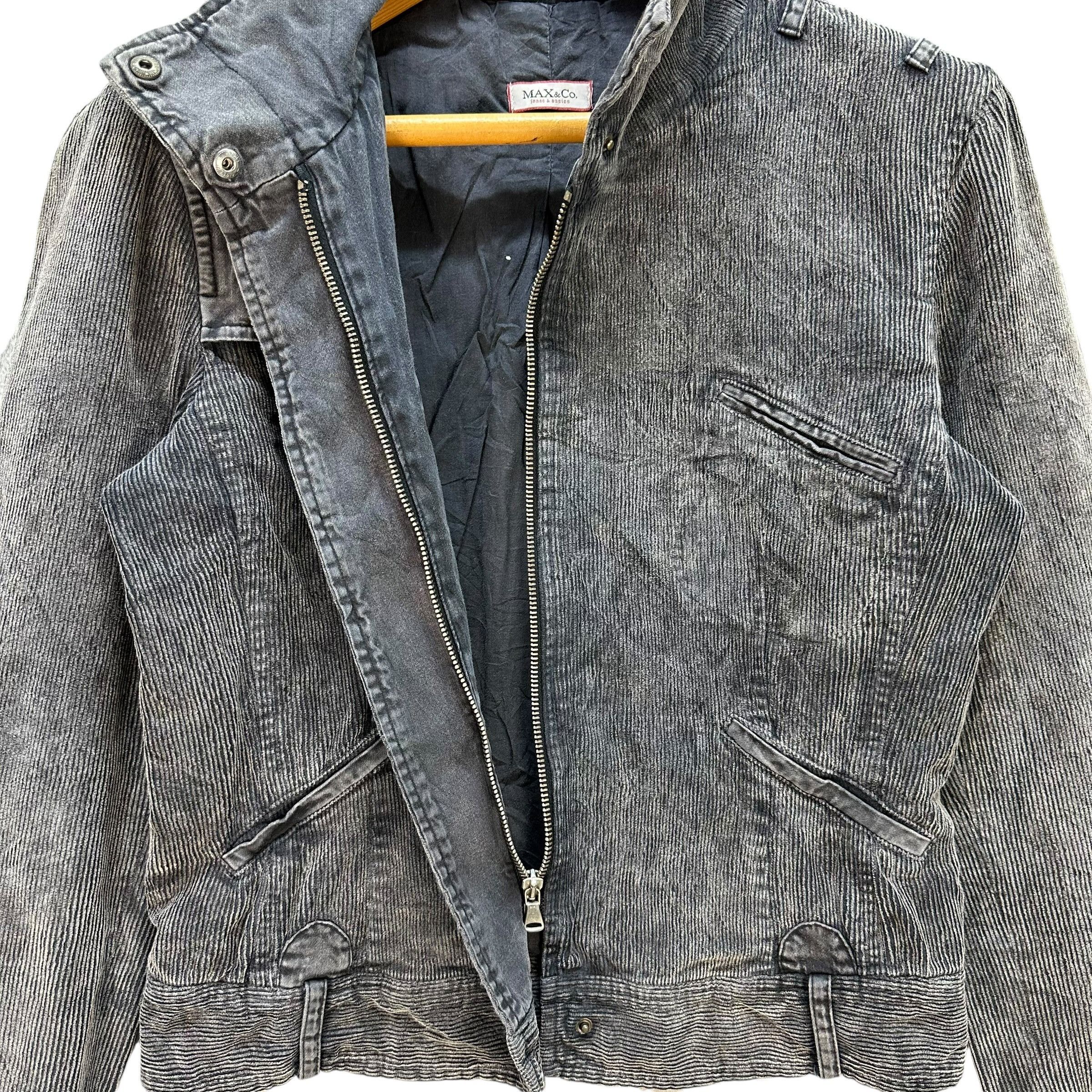 MAX&Co. MAX & CO Washed Blue Corduroy Funnel Neck Jacket #A69-1659 Size S / US 4 / IT 40 - 6 Thumbnail