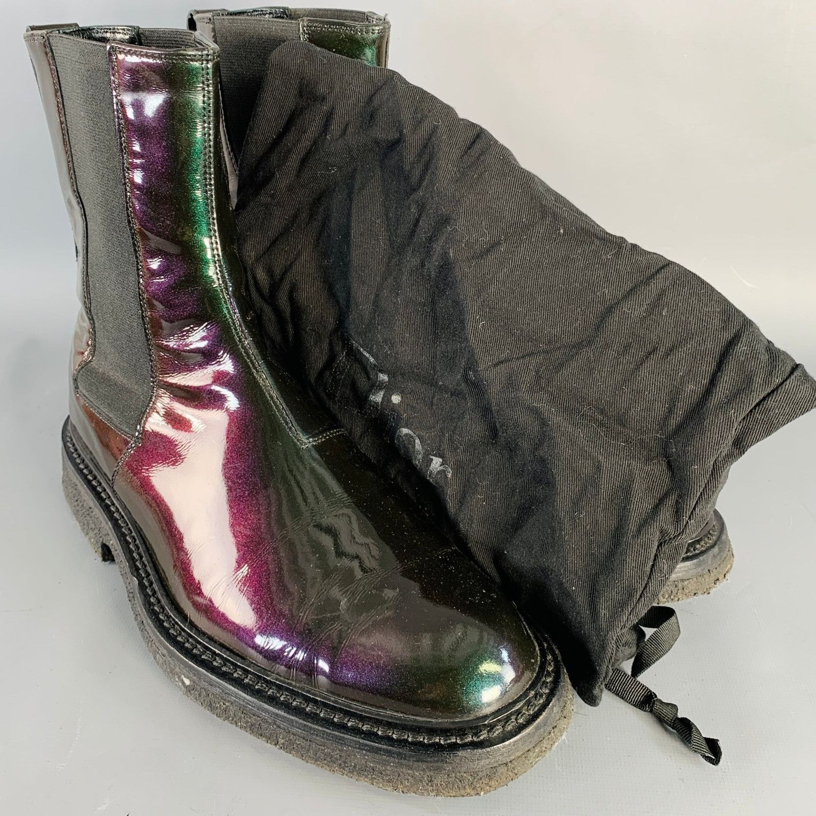 Dior DIOR HOMME Black Iridescent Leather Crepe Sole Chelsea Boots Size US 8.5 / EU 41-42 - 9 Thumbnail