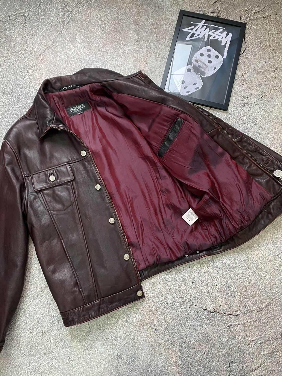 Versace × Vintage RARE Vintage leather jacket Versace back big logo Size US M / EU 48-50 / 2 - 17 Thumbnail