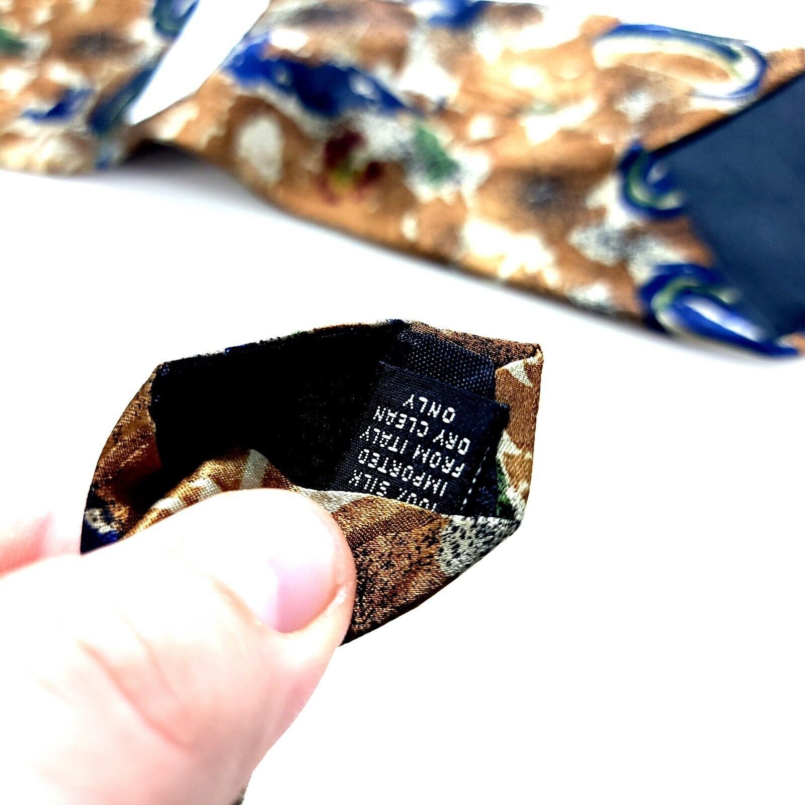 Designer Cezani Italy Brown Blue Abstract Floral Jacquard Print Short Size ONE SIZE - 4 Thumbnail
