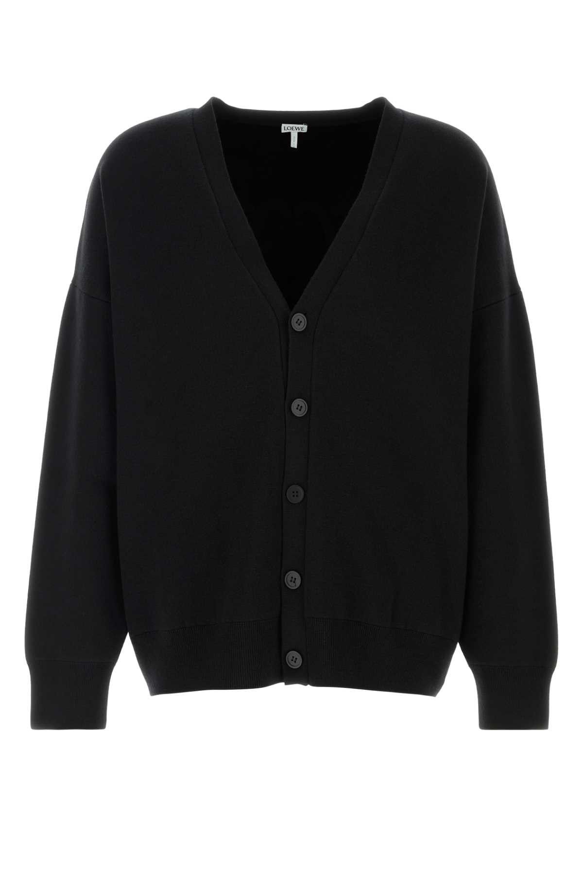 Loewe Black Stretch Wool Blend Cardigan Size US S / EU 44-46 / 1 - 1 Thumbnail