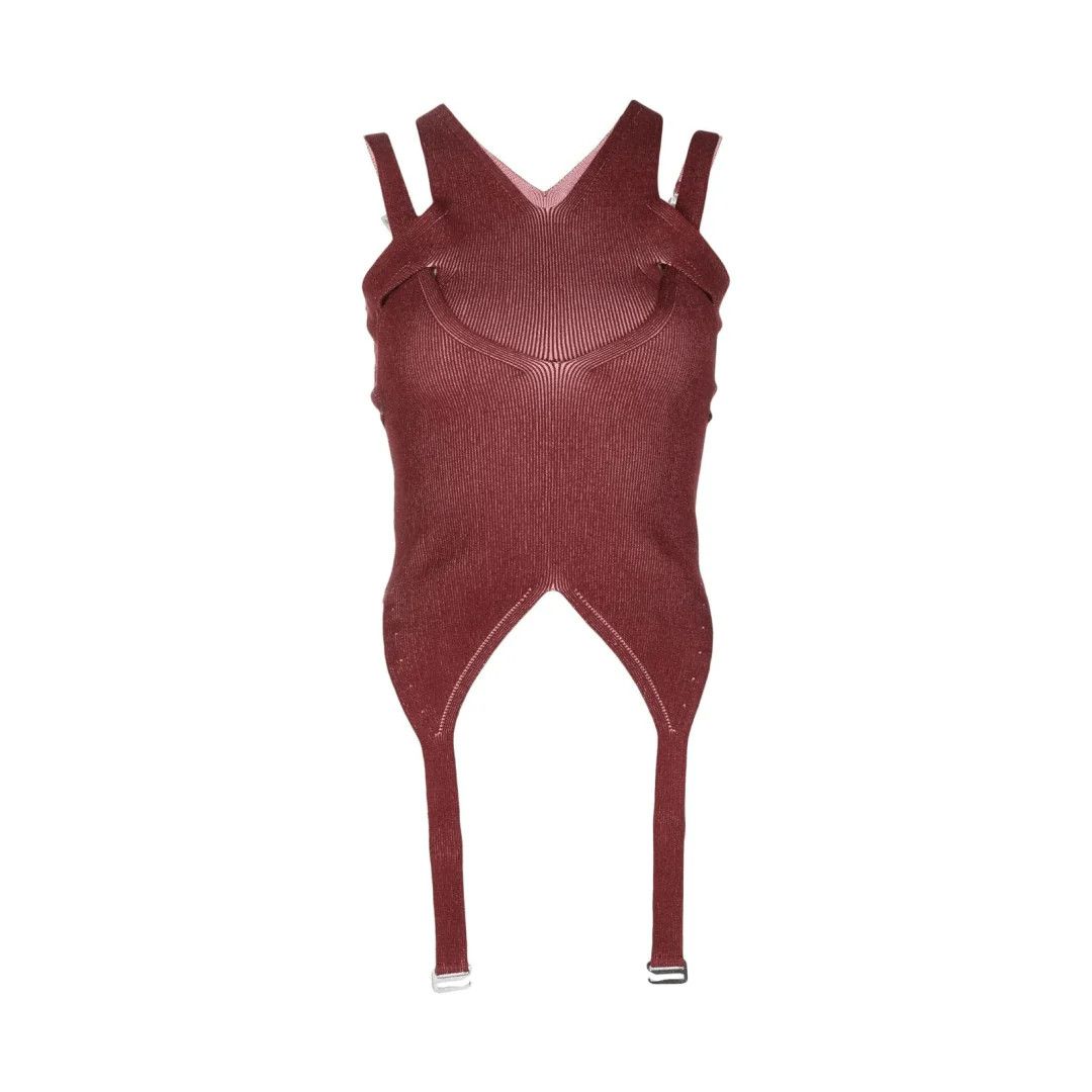 image of Dion Lee O1Mle0524 Hosiery Lock Slit Tank In Burgundy, Women's (Size XS)