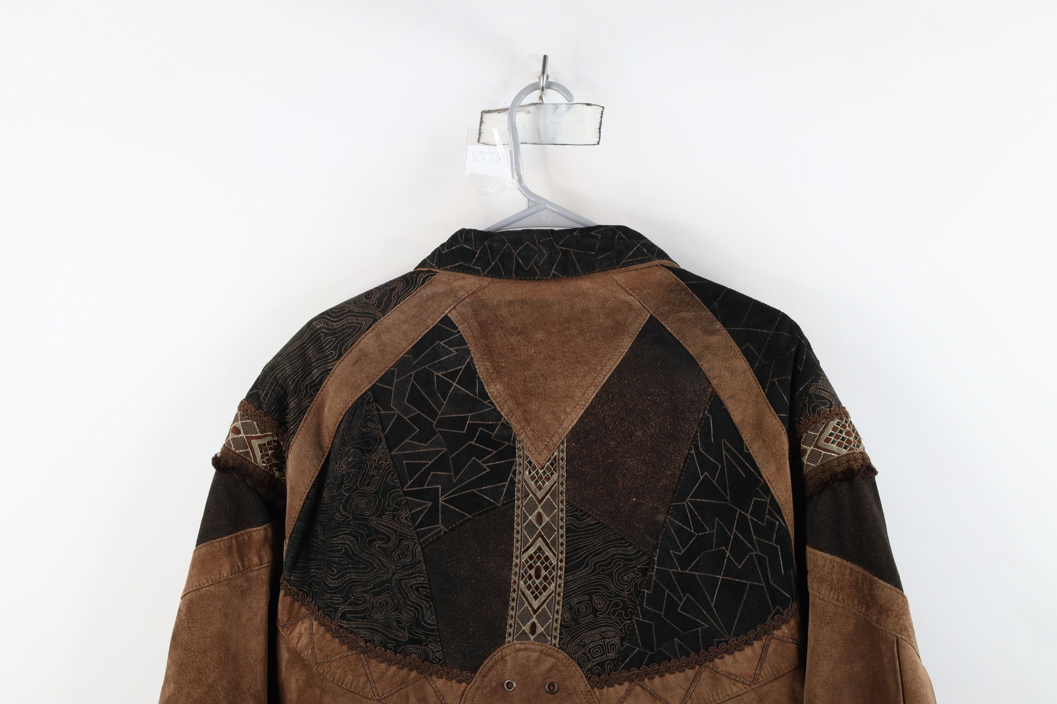 Vintage Vintage 90s Streetwear Patchwork Suede Leather Jacket Size L / US 10 / IT 46 - 15 Thumbnail