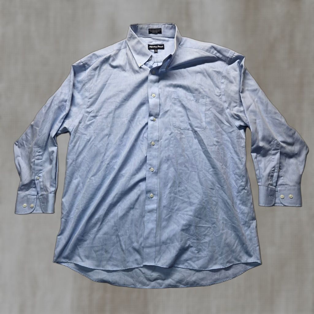 Vintage Meeting Street Shirt Button Up Long Sleeve Adult Mens 17.5 Blue Cotton Denim Modern Casual Size XXL / US 16-18 / IT 52-54 - 1 Thumbnail