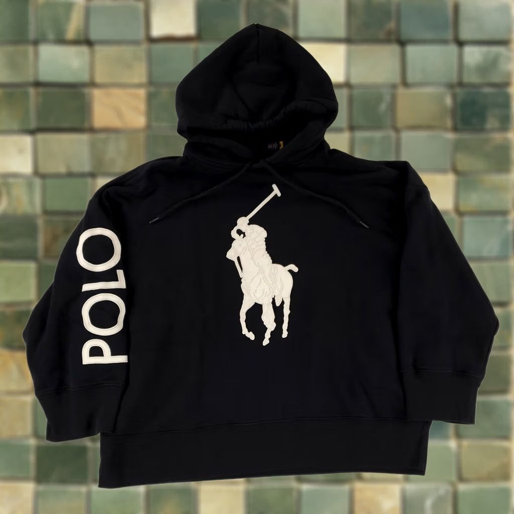 Polo Ralph Lauren Polo Ralph Lauren Hoodie Sweatshirt Black Oversized Womens XS Big Pony Pullover XS Women Size XS / US 0-2 / IT 36-38 - 1 Thumbnail