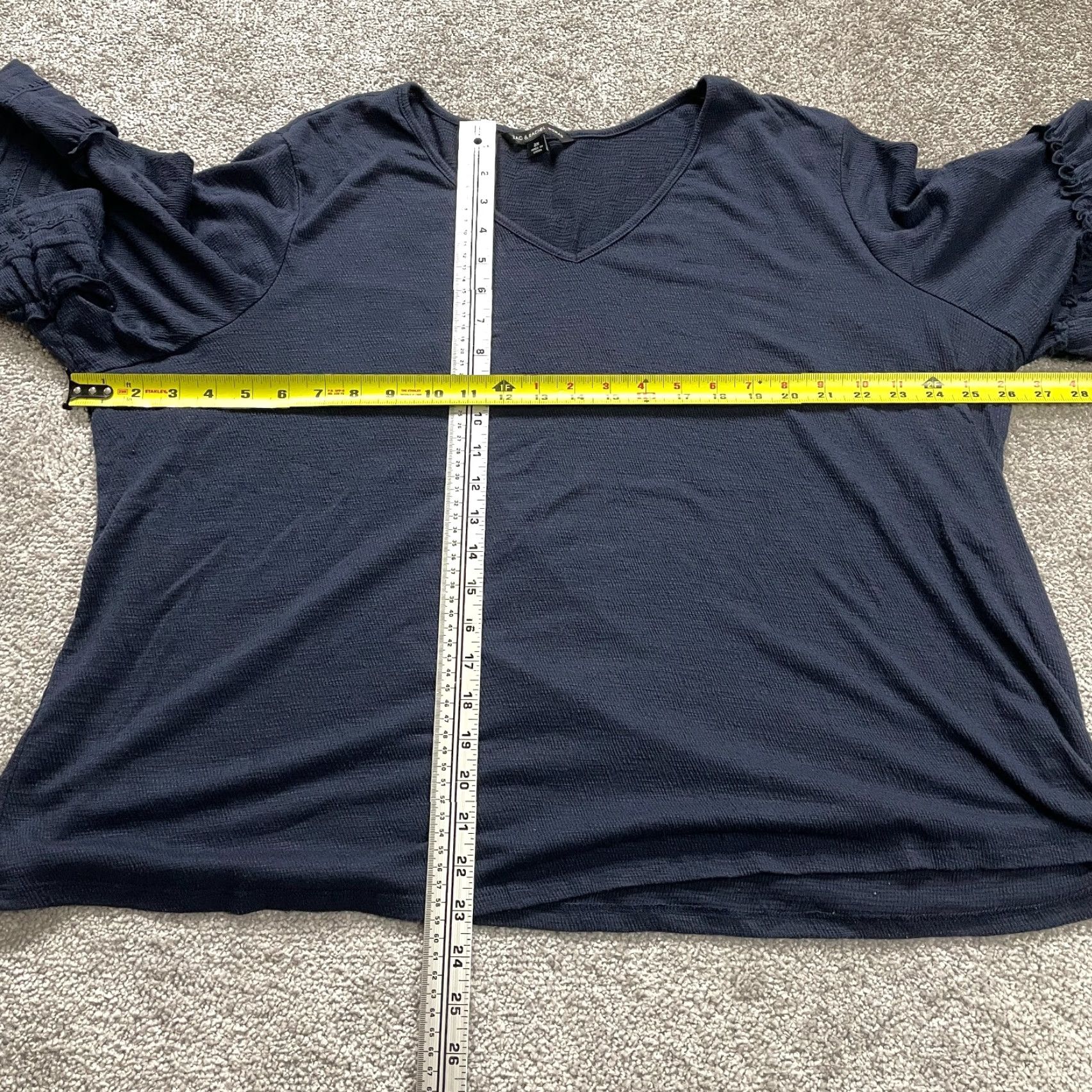 Vintage Zac & Rachel Blouse Womens 2XL Navy Blue V-Neck Ruffle Sleeve Stretch Casual Top Size XXL / US 16-18 / IT 52-54 - 7 Thumbnail