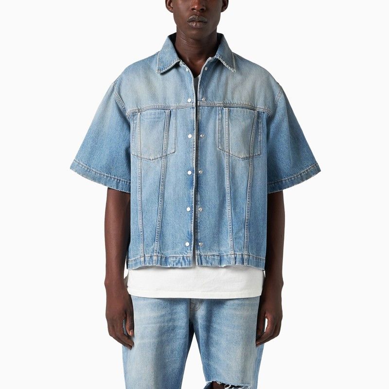 image of 1989 Studio Boxy Short Sleeved Denim Shirt in Light Blue, Men's (Size Medium)