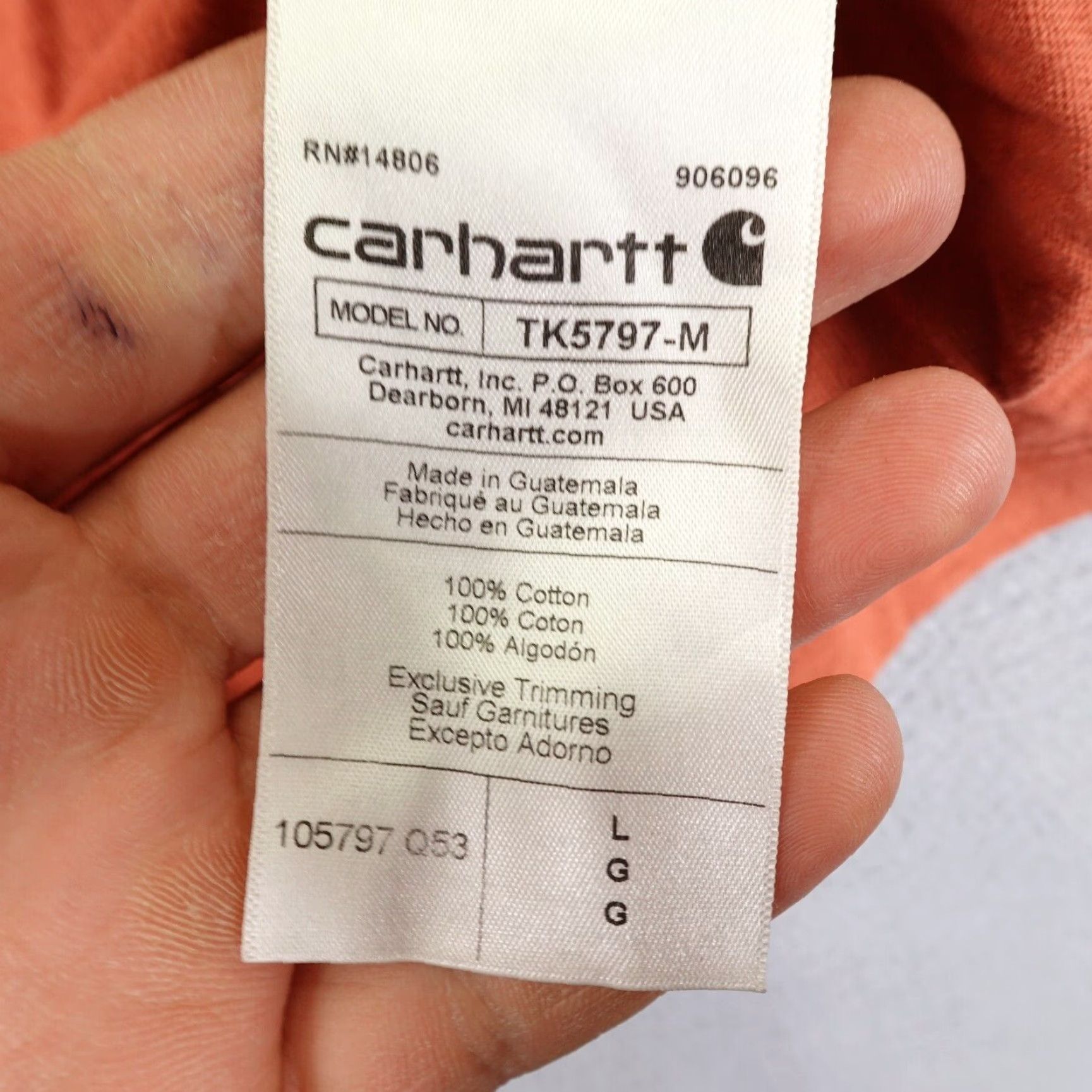 Carhartt VINTAGE Carhartt T-Shirt Mens Large Orange Graphic Logo Heavyweight Workwear Outdoor Size US L / EU 52-54 / 3 - 6 Thumbnail